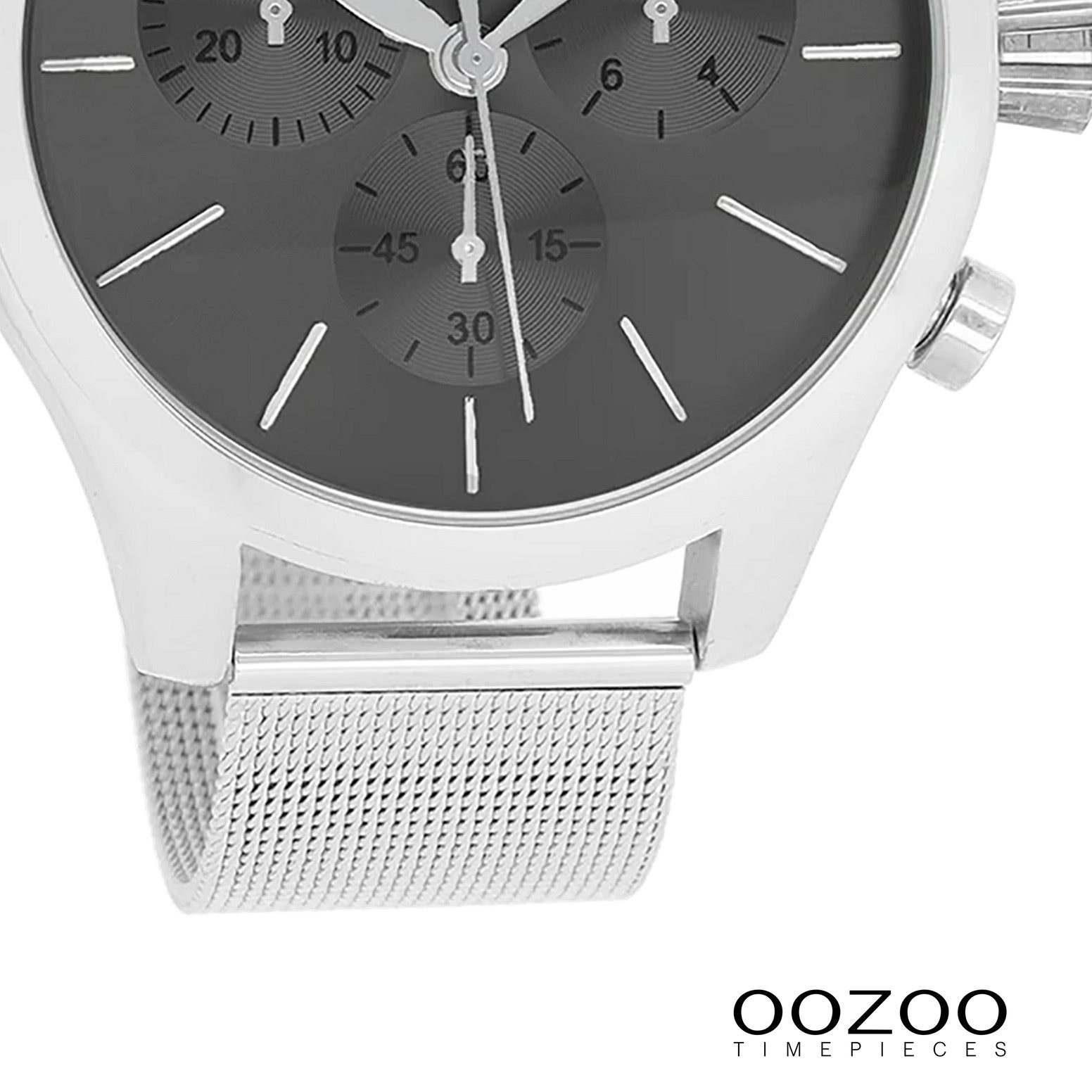 OOZOO Quarzuhr Oozoo Damen Armbanduhr silber Analog, (Analoguhr), Damenuhr rund, groß (ca. 45mm) Metallarmband, Elegant-Style