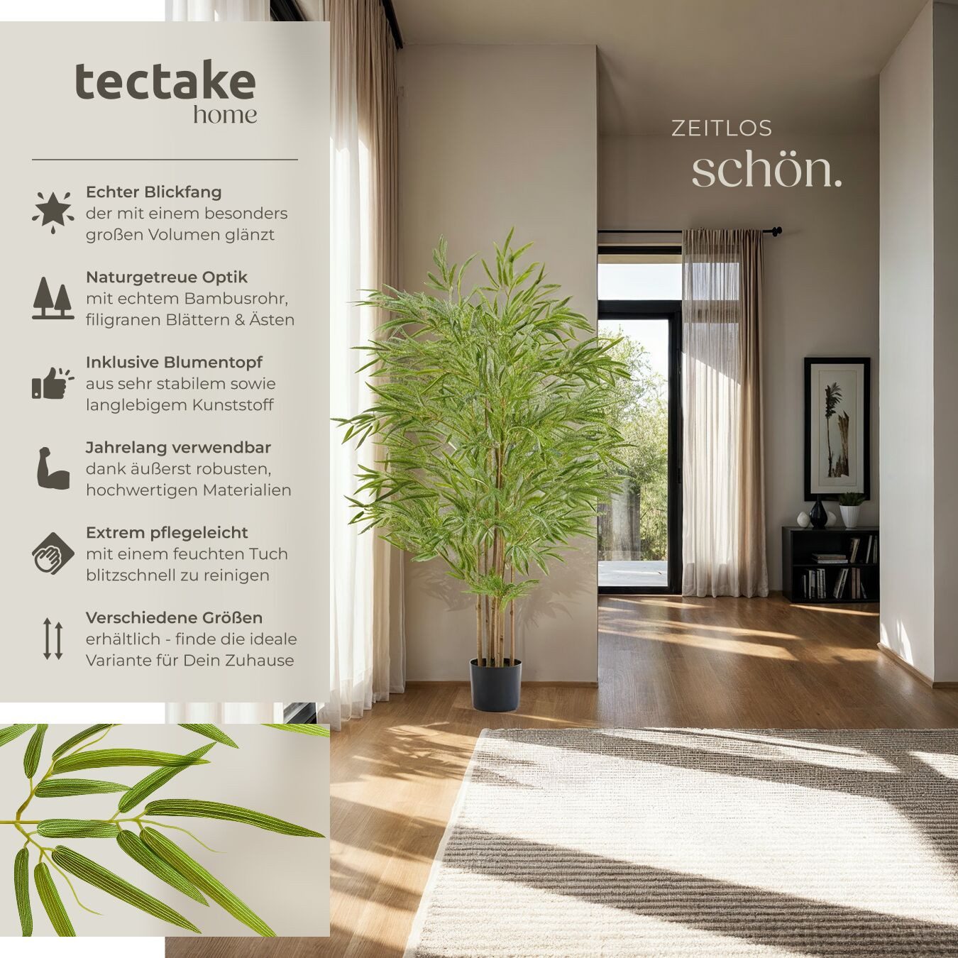 Künstliche Zimmerpflanze Künstlicher Bambusbaum Bambusbaum, tectake, Höhe 1 günstig online kaufen