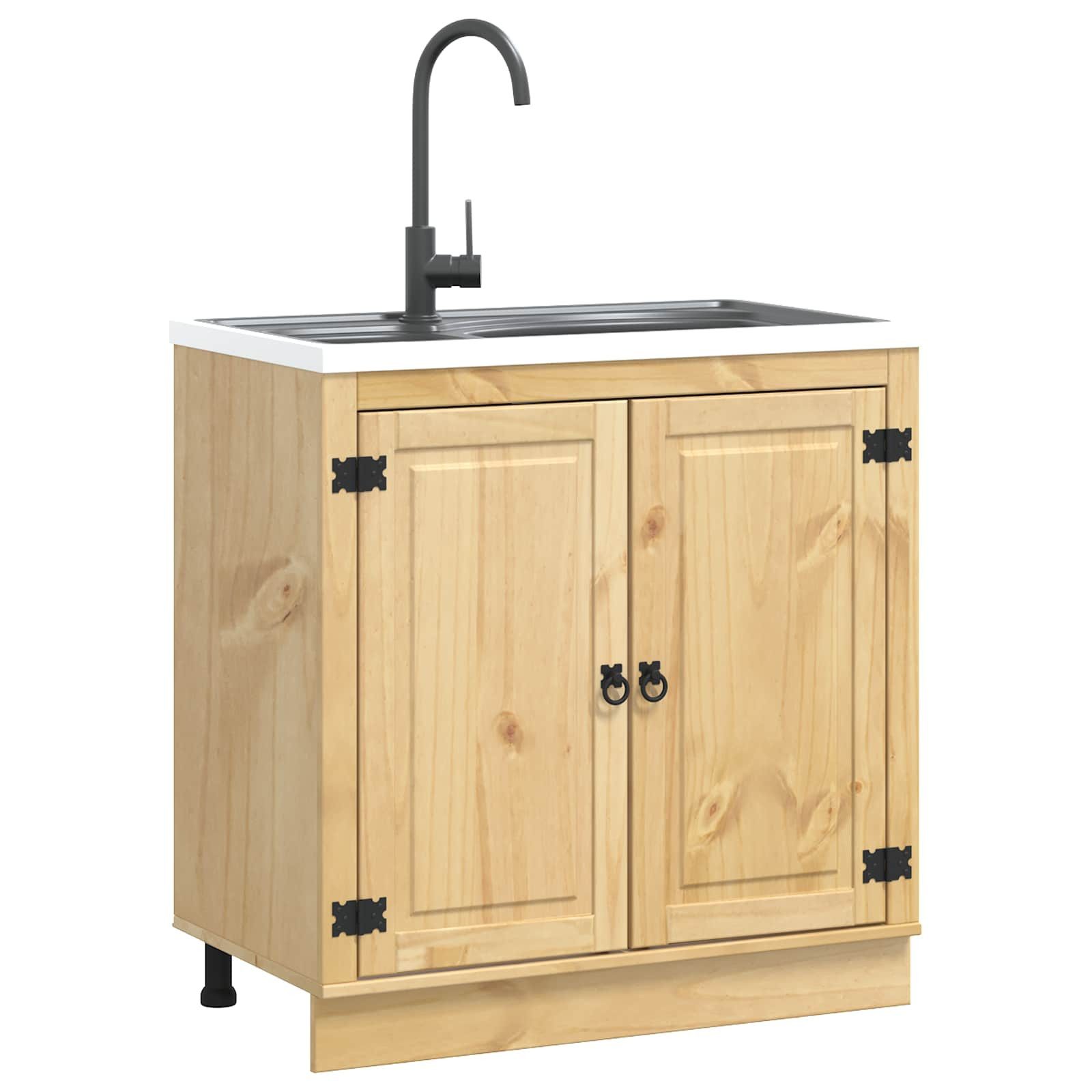 vidaXL Küchenzeile, Schrank mit Tür Honig 80 x 46 x 81.5 cm Massives Kiefernholz