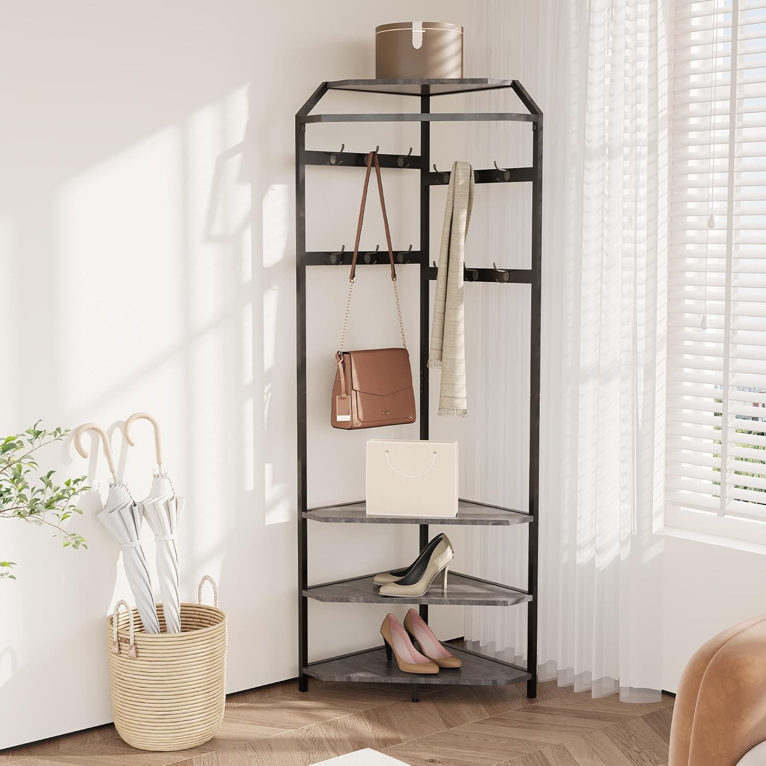 GarveeMore Garderobenständer Garderobenständer, Metall-Eckgarderobe Flurbau günstig online kaufen