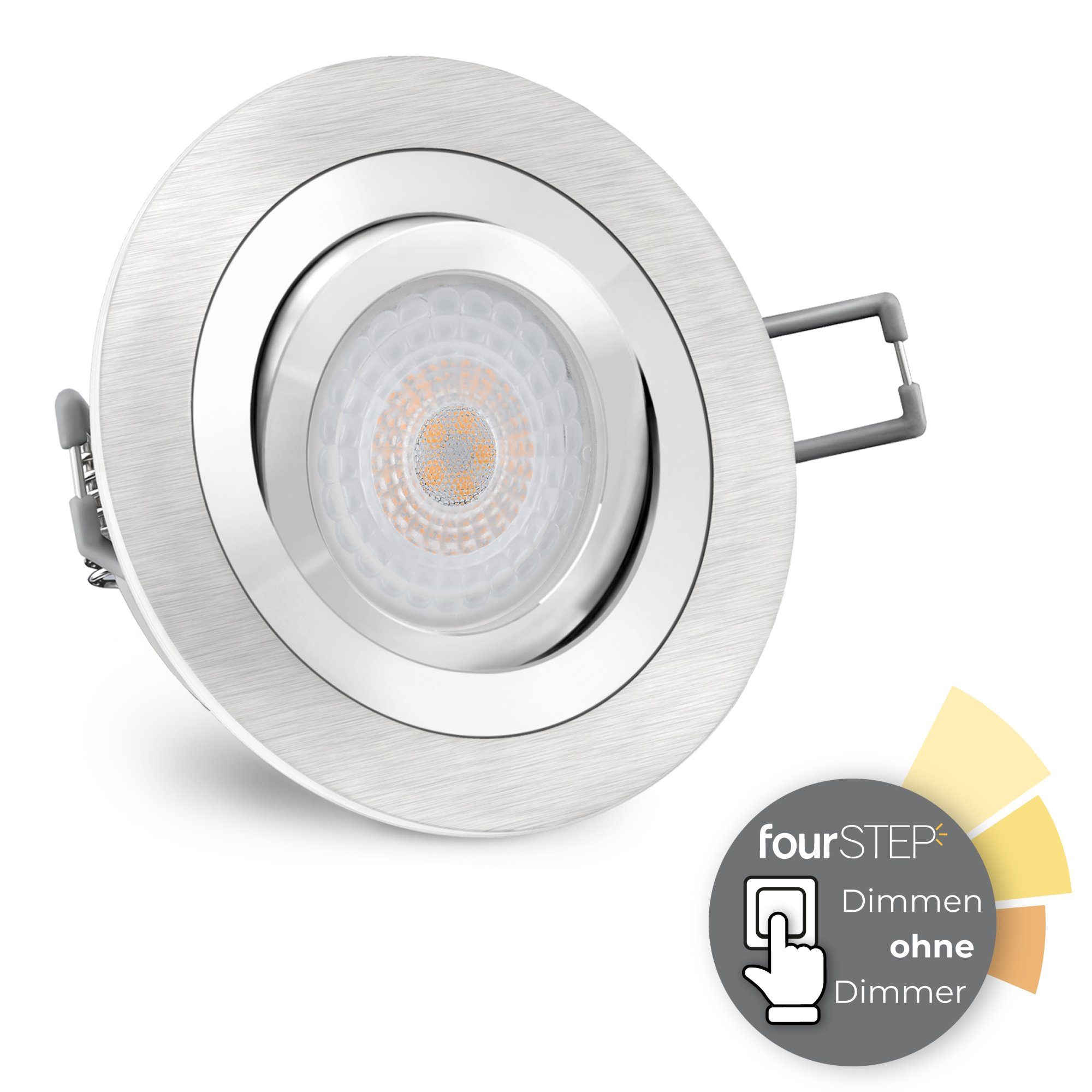 SSC-LUXon LED Einbaustrahler RF-2 LED Einbauleuchte flach & schwenkbar in Alu gebuerstet, Neutralweiß
