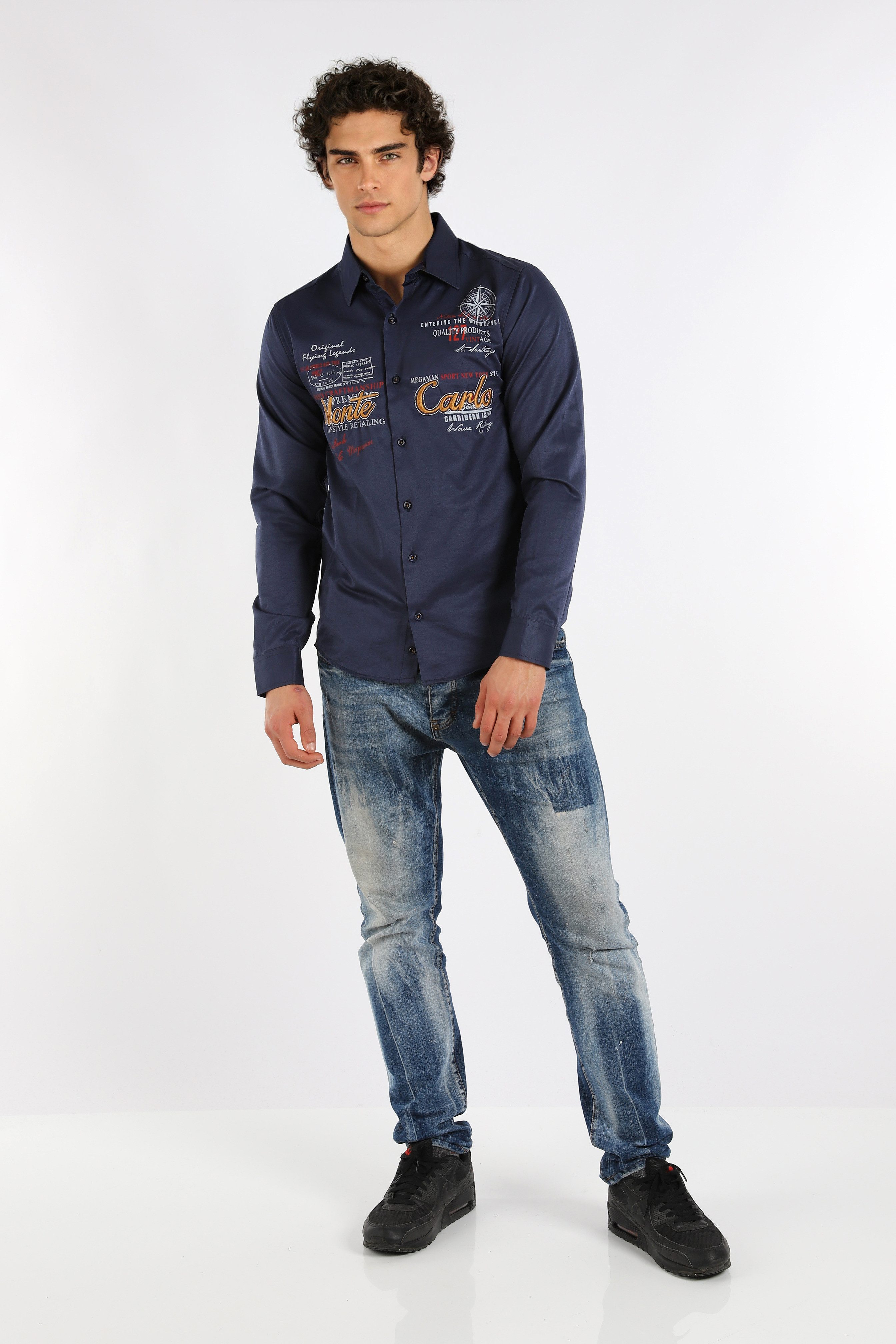 Megaman Jeans Langarmhemd Herren Langarmhemd Elegant und Sportlich Premium günstig online kaufen