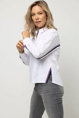 Gina Laura Hemdbluse Bluse weite Passform Ripsband Hemdkragen Langarm