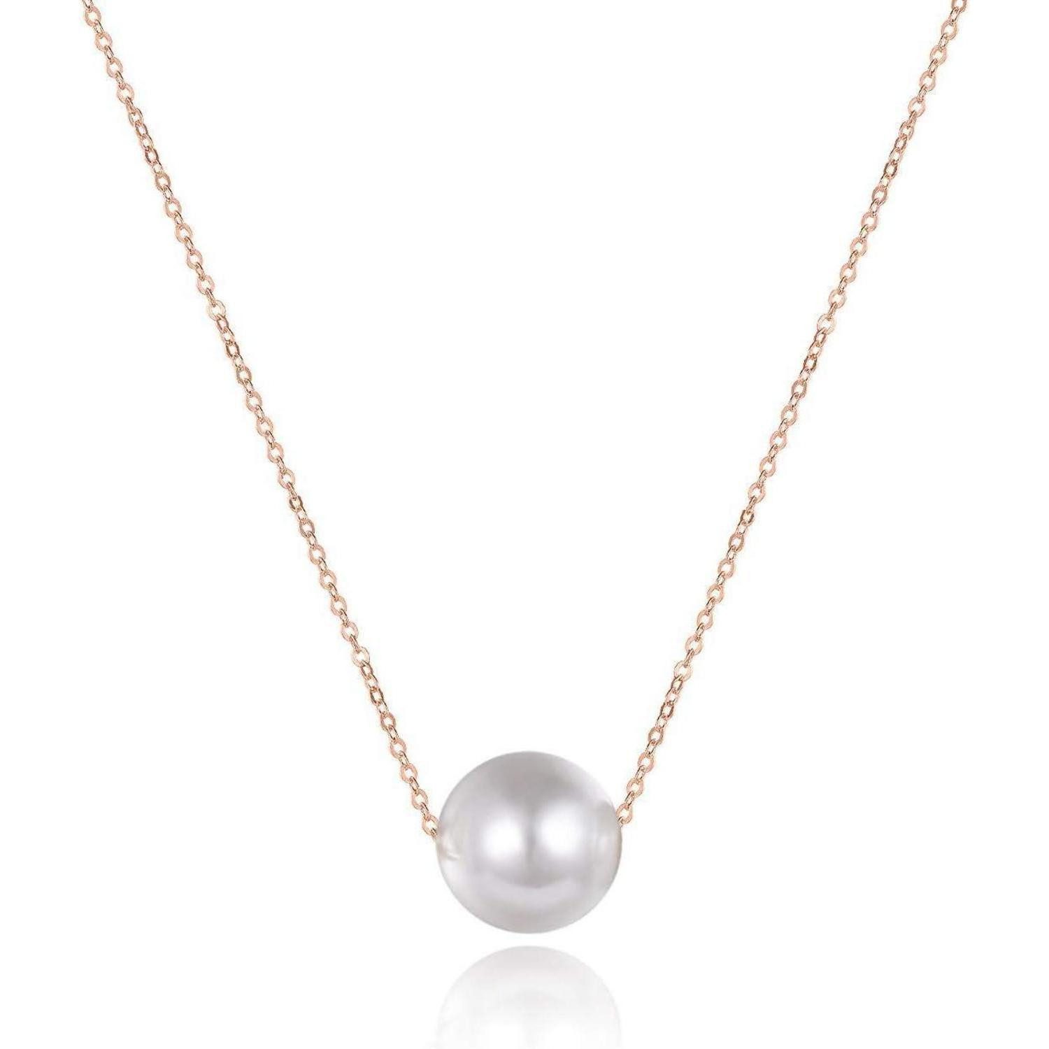 LuxusKollektion Perlenkette Halskette Perle 925 Silber Süßwasser Zuchtperle 8mm