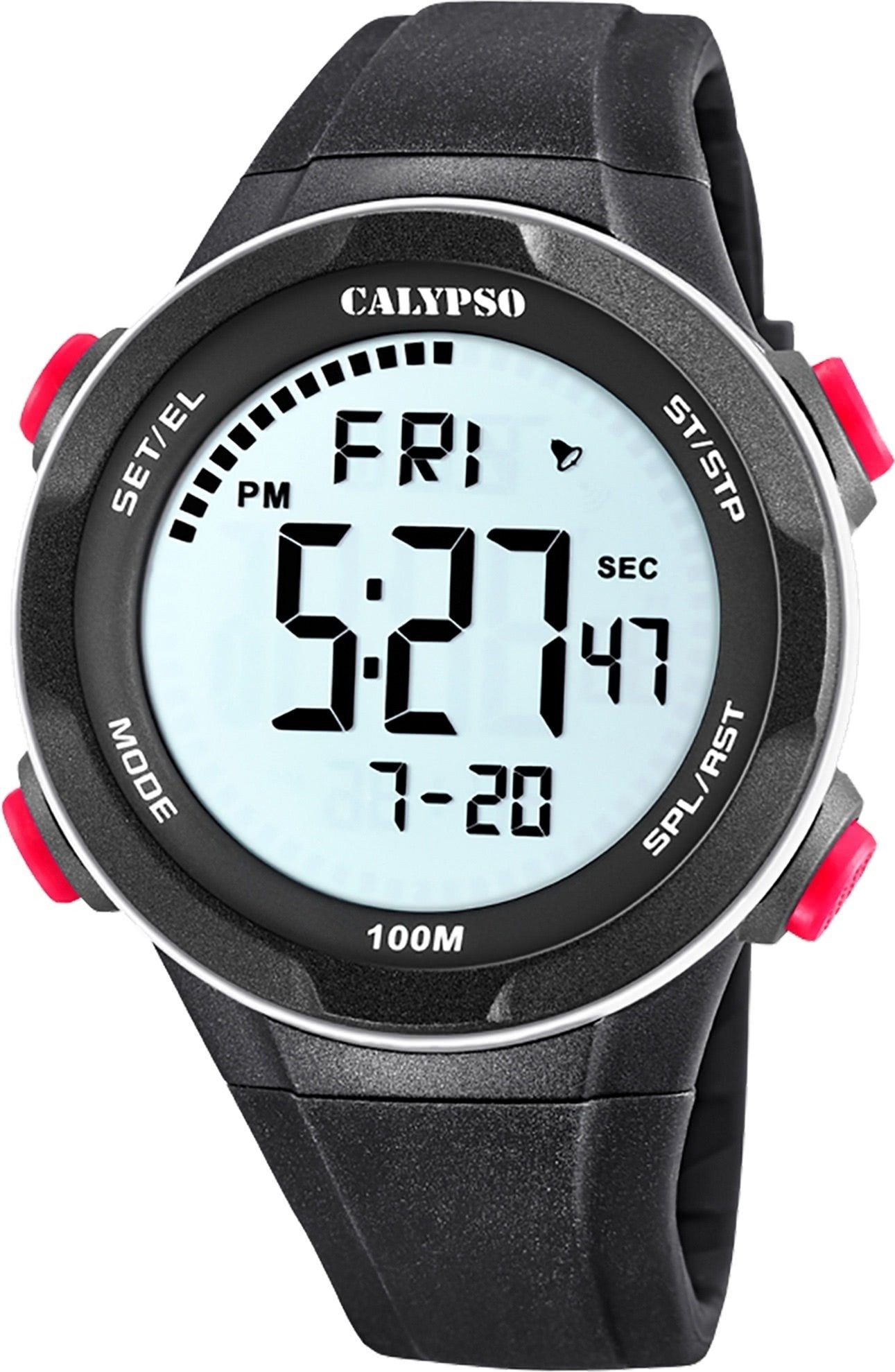 CALYPSO WATCHES Digitaluhr Calypso Herren Jugend Uhr Digital, (Digitaluhr), Herren, Jugend Armbanduhr rund, Kunststoffarmband schwarz, Casual