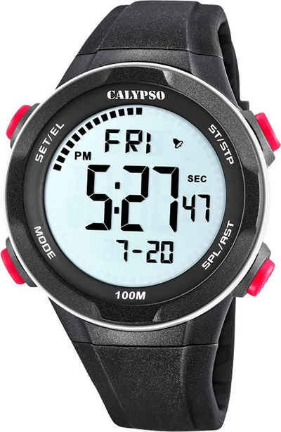 CALYPSO WATCHES Digitaluhr Calypso Herren Jugend Uhr Digital, Herren, Jugend Armbanduhr rund, Kunststoffarmband schwarz, Casual