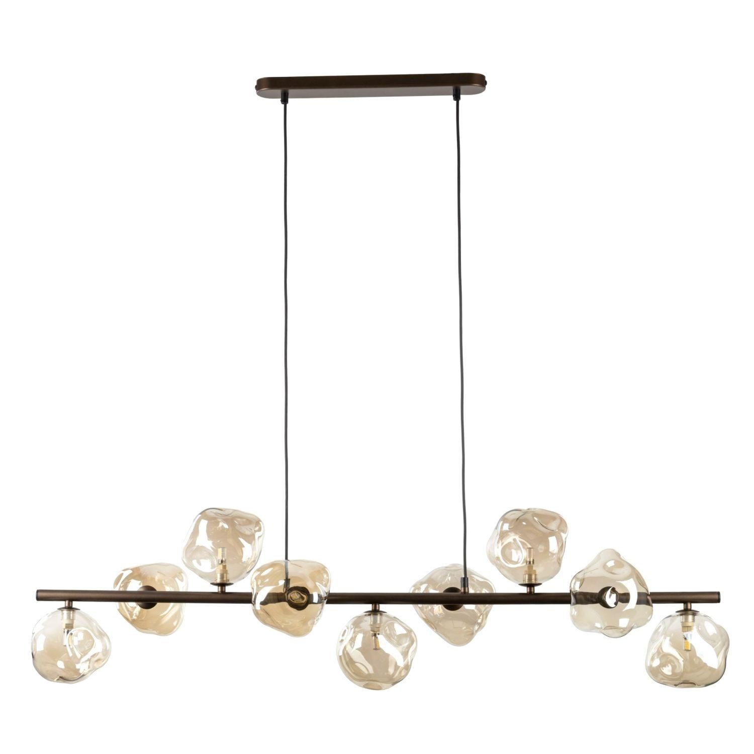 Licht-Erlebnisse Pendelleuchte UMERA, ohne Leuchtmittel, Rauchglas Metall H: max. 141 cm Braun Cognac G9 länglich Modern
