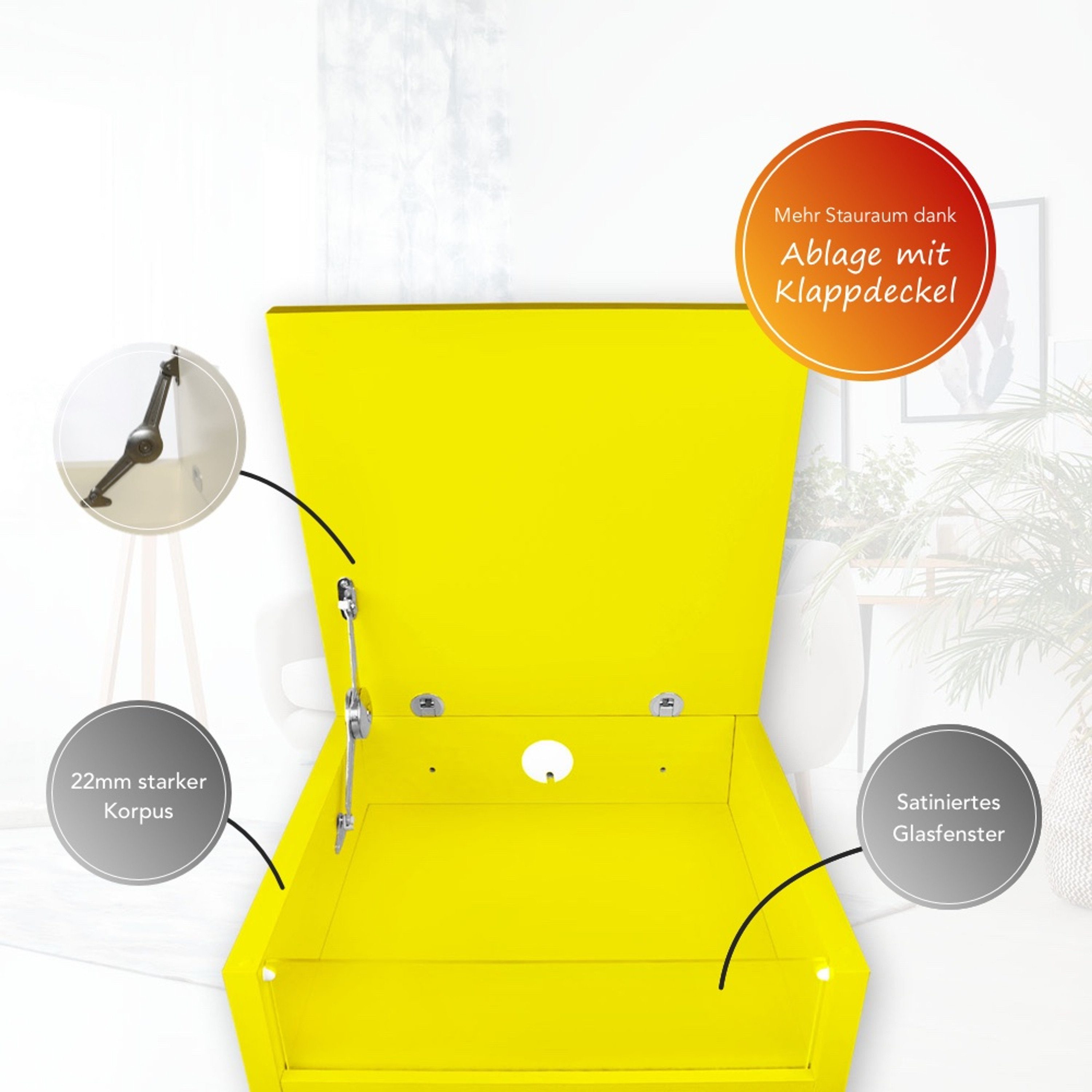 Aileenstore Sideboard Eyecatcher, Push-to-open-Funktion Ablagefach Kabeldurchlass Gelb Gelb 