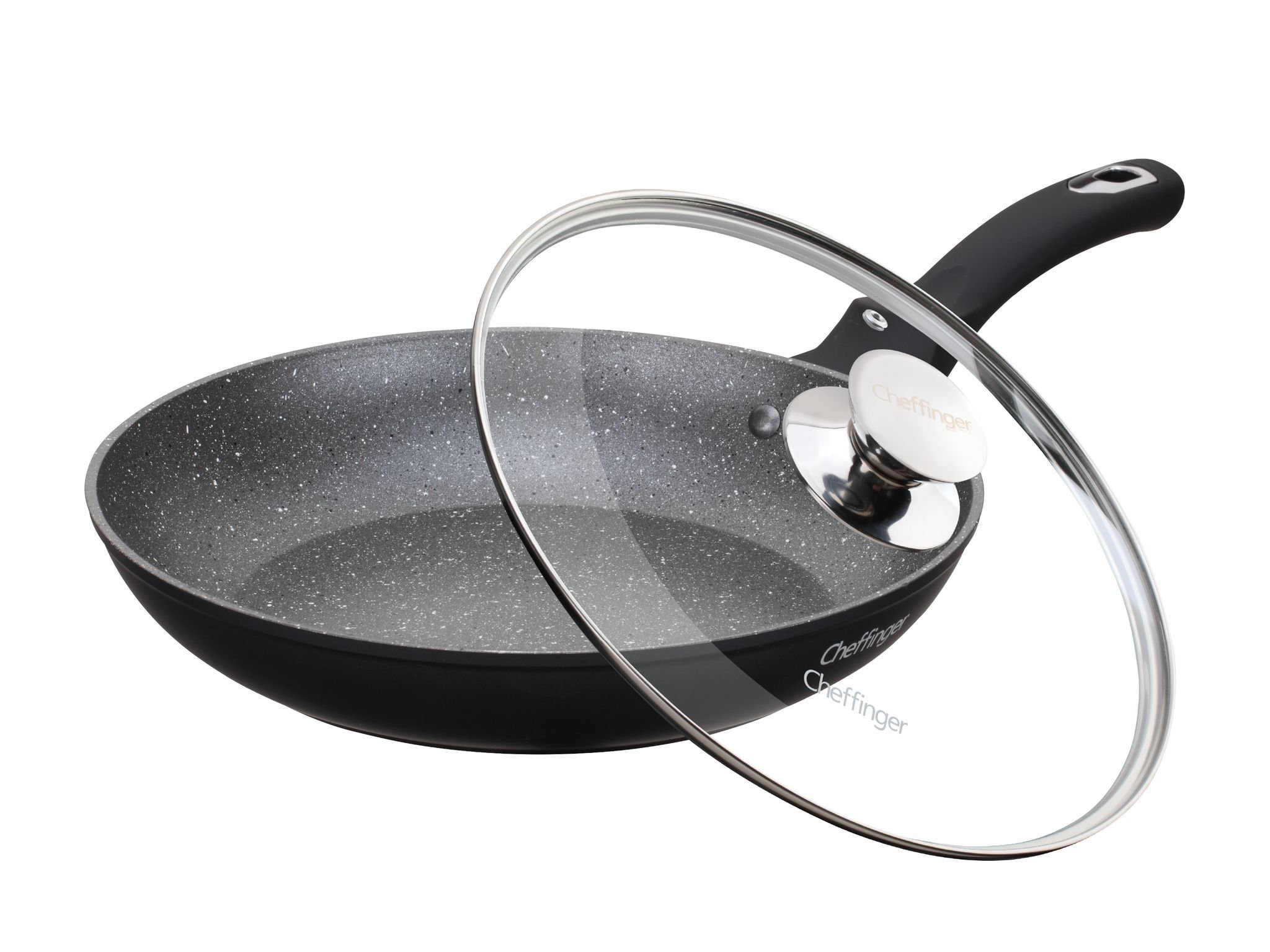 Cheffinger Bratpfanne Bratpfanne Stielpfanne mit Deckel Ø26cm Induktion Braten Pfanne
