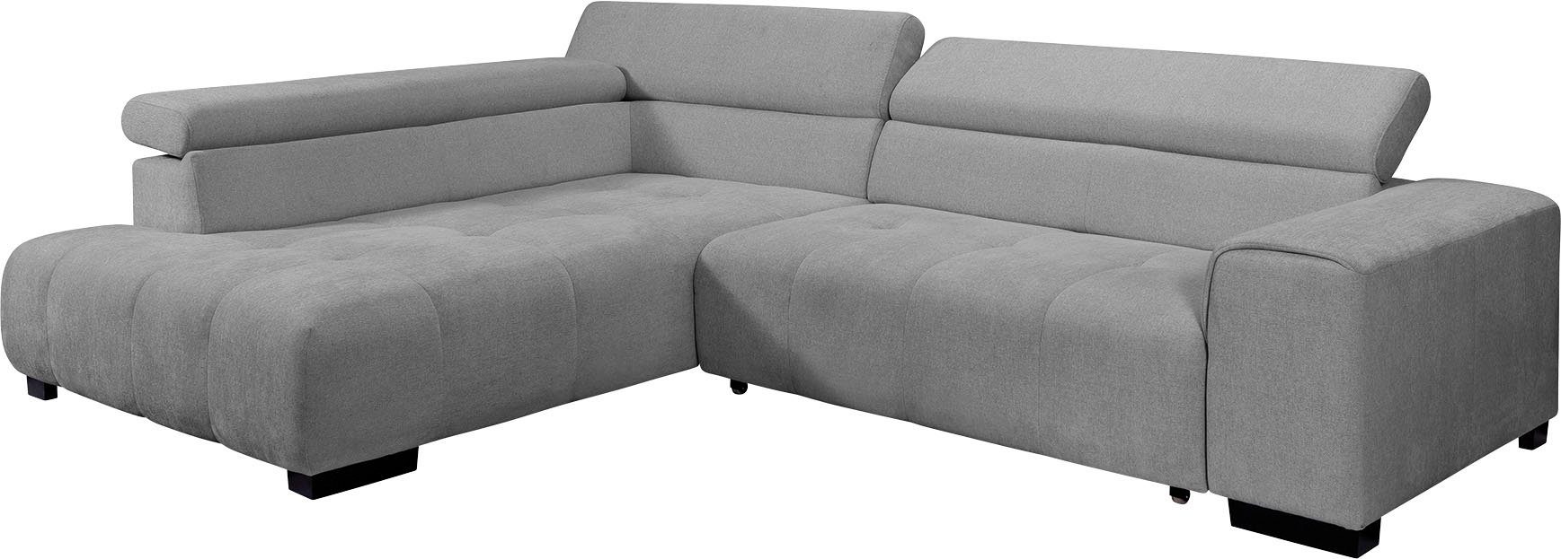 exxpo und verstellbaren Bettfunktion sofa - mit Kissen fashion Ecksofa, 3 Kopfstützen, wahlweise mit