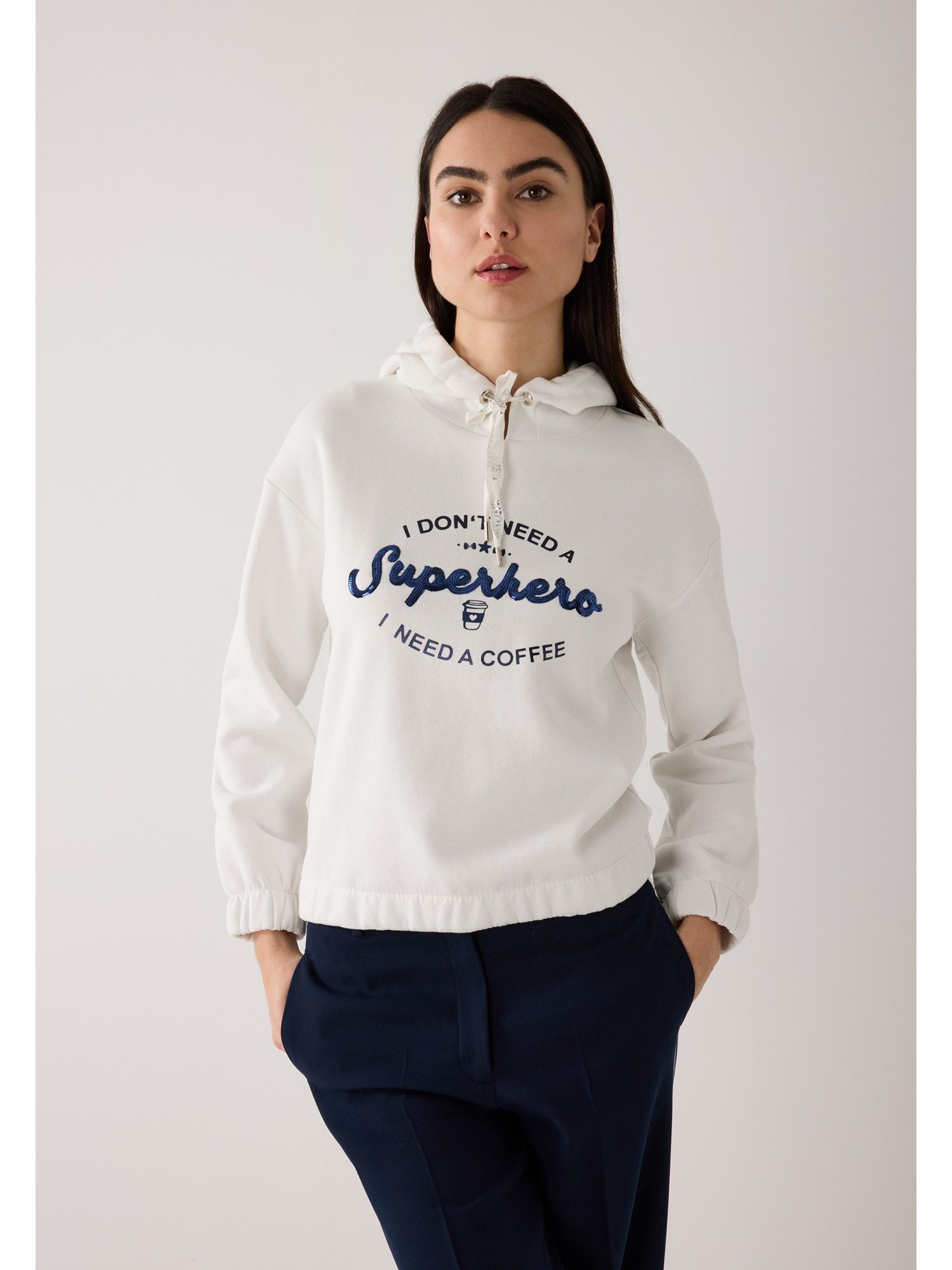 MORE&MORE Sweatshirt softes Sweatshirt, Paillettenschrift