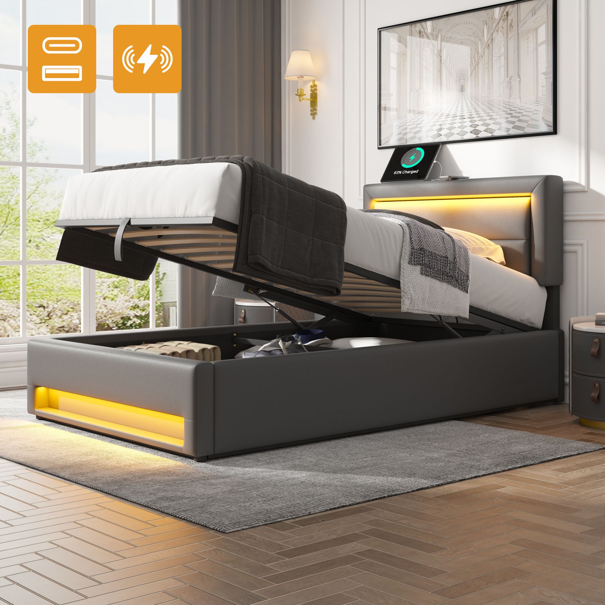 HAUSS SPOLE Polsterbett 90x190cm, mit USB-Anschluss, günstig online kaufen