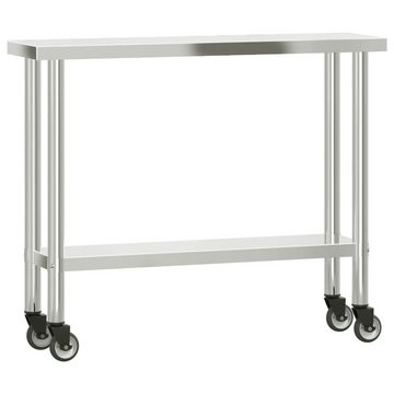 vidaXL Spülenschrank Küchen-Arbeitstisch mit Aufsatzboard 110x30x150 cm Edelstahl