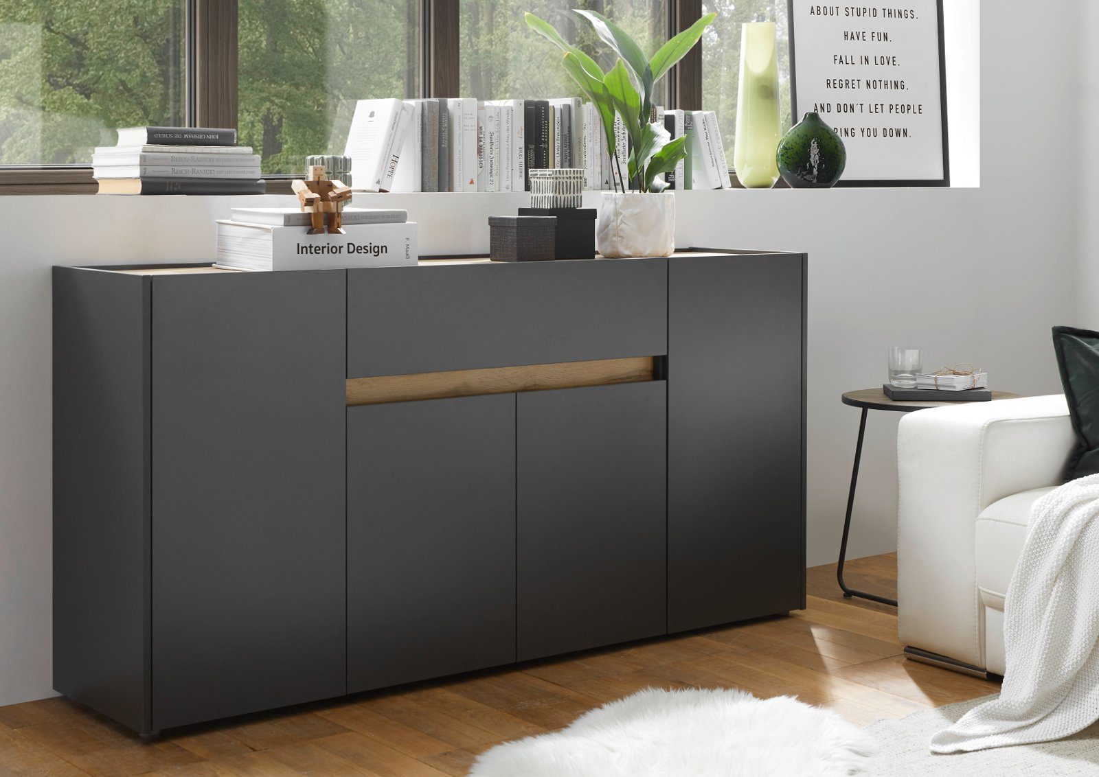 Furn.Design Sideboard Center (Kommode in grau mit Eiche, 170 x 87 cm), 4-tü günstig online kaufen
