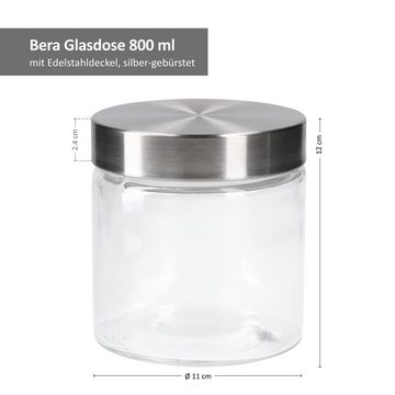MamboCat Vorratsglas 3tlg. Set Vorratsdosen Bera - 800ml + 1,2L + 1,7L, Glas