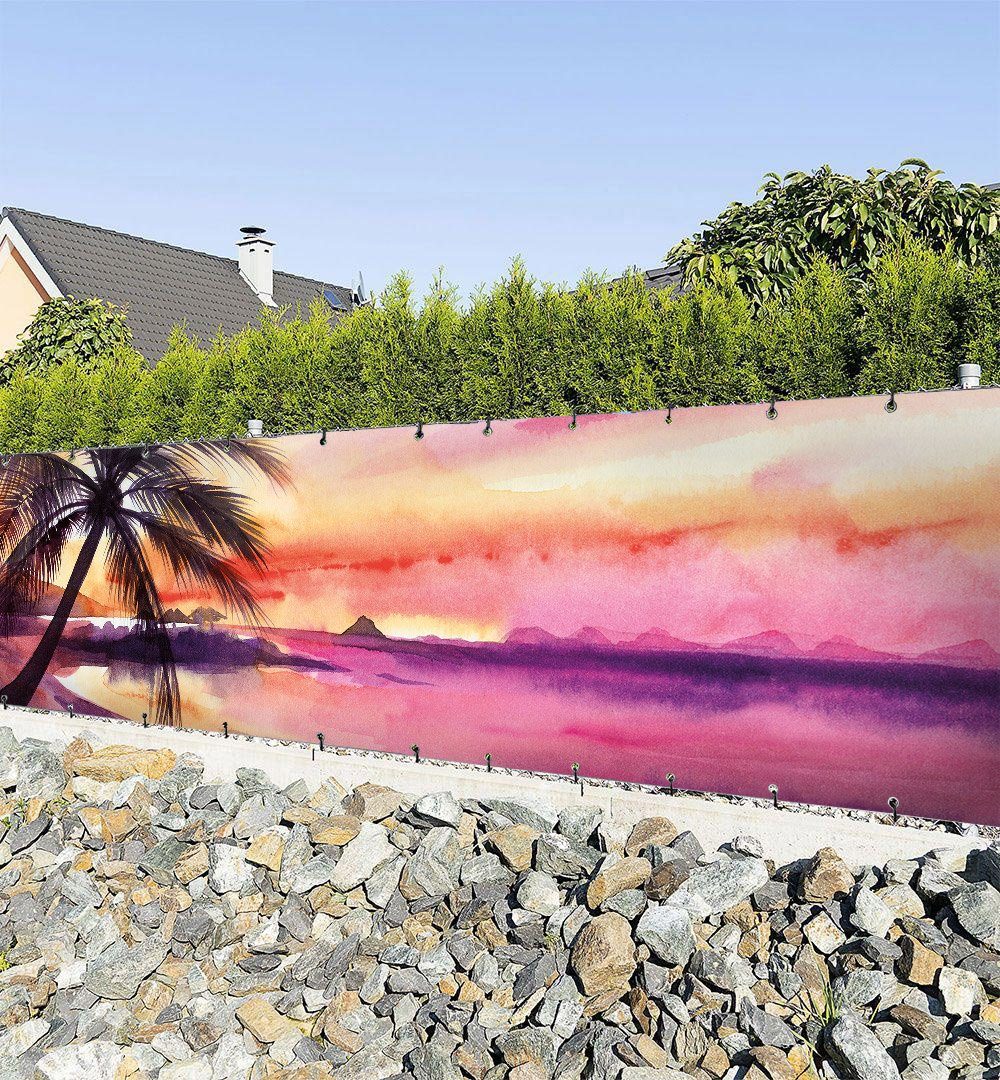 MyMaxxi Sichtschutzzaunmatten Zaunbanner Sonnenuntergang Strand Sichtschutz günstig online kaufen