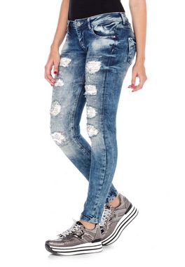 Cipo & Baxx Slim-fit-Jeans mit Glitzer-Elementen im Slim-Fit