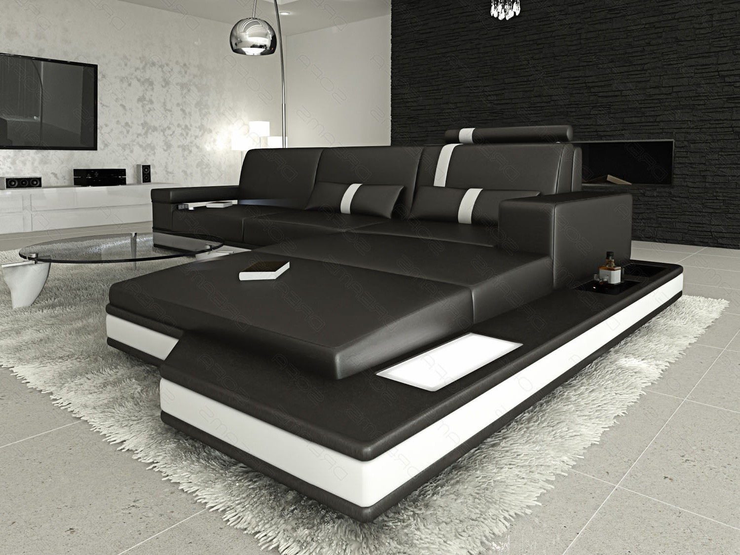 Sofa Dreams Ecksofa Messana L Form Mini Sofa, 4-Sitzer, Ottomane, LED-Beleuchtung, USB, Couch