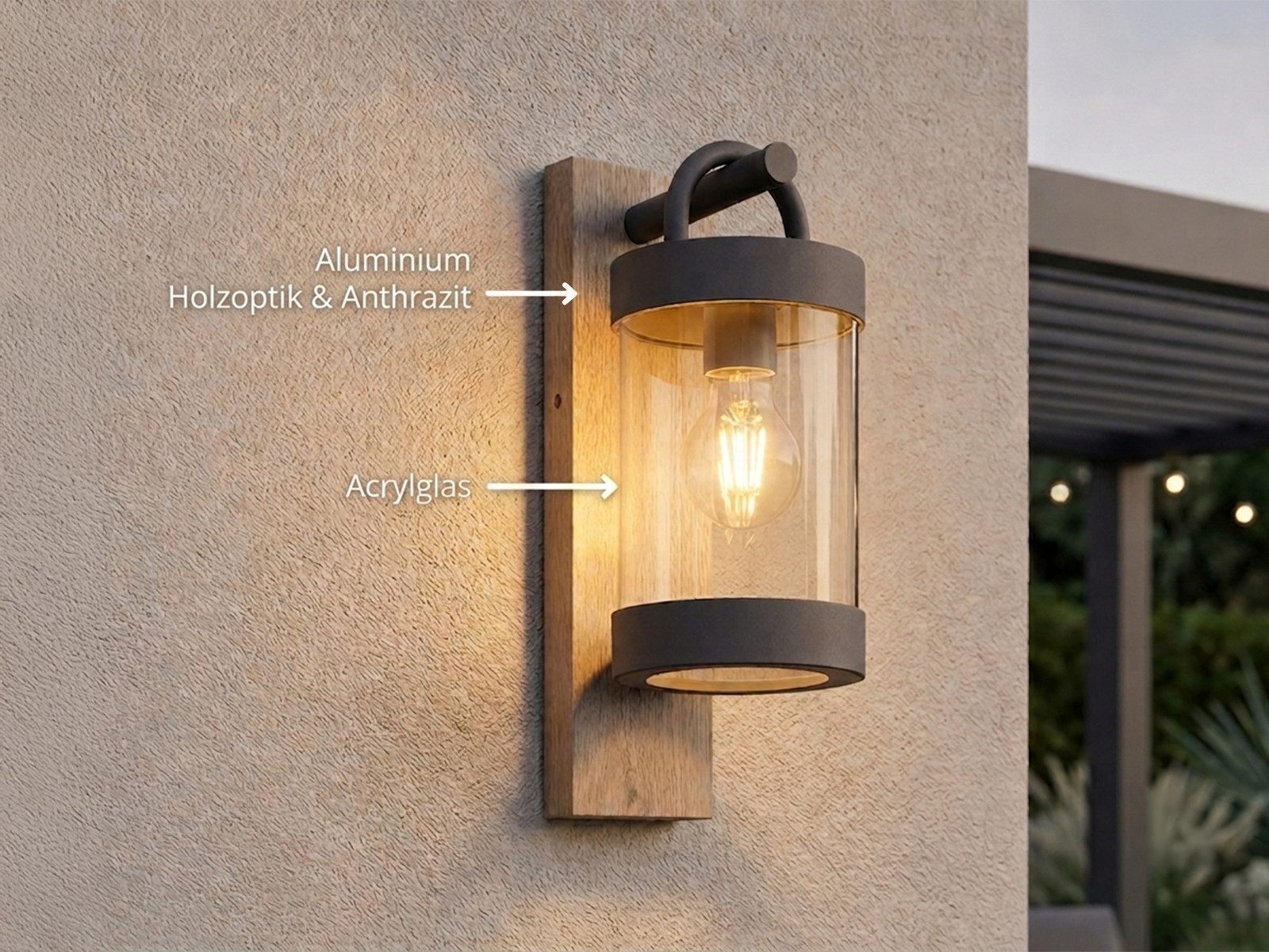 TRIO Leuchten LED Außen-Wandleuchte Landhausstil Laterne hängend, Höhe 33cm, LED wechselbar, Warmweiß, Landhaus-Stil Wand Außenleuchte zur Fassadenbeleuchtung, inkl. E27 LED