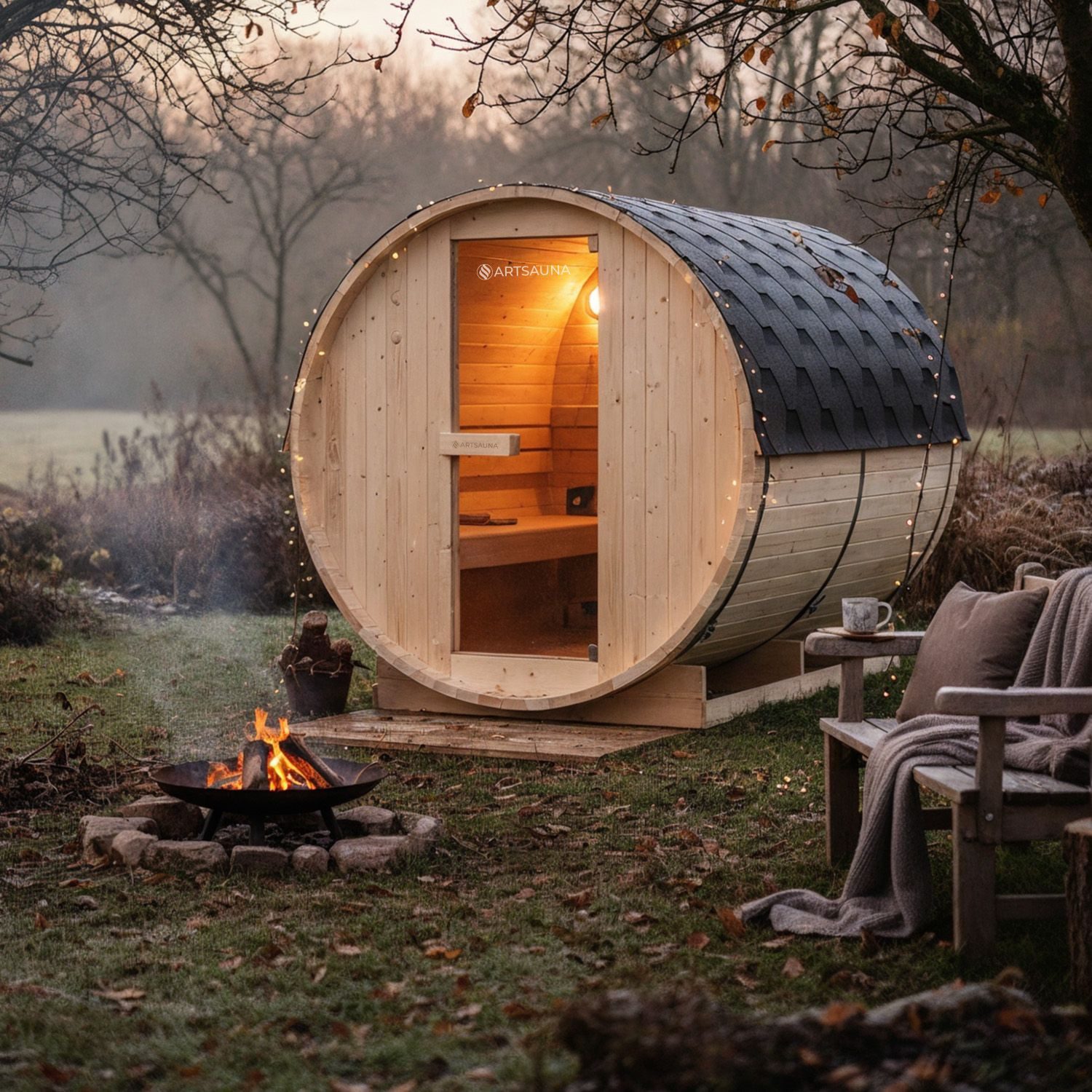 Artsauna Fasssauna Spitzbergen 220, BxTxH: 191 x 220 x 193 cm, für 6 Person günstig online kaufen