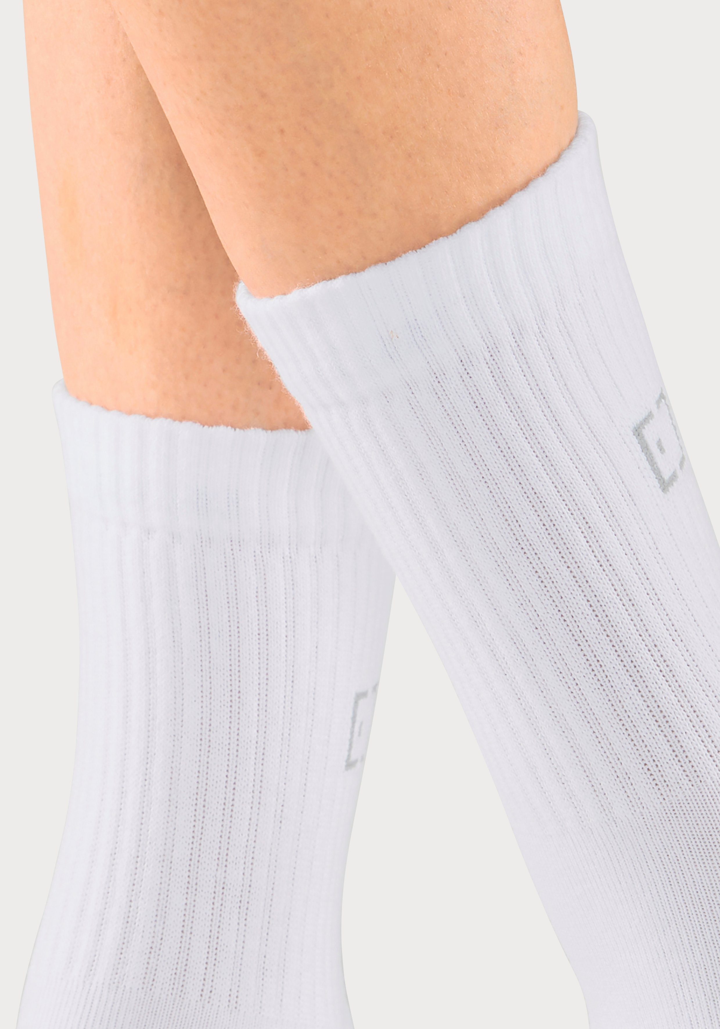Elbsand Socken 3x und weiß Schriftzug Markenlogo (3-Paar) mit eingestricktem