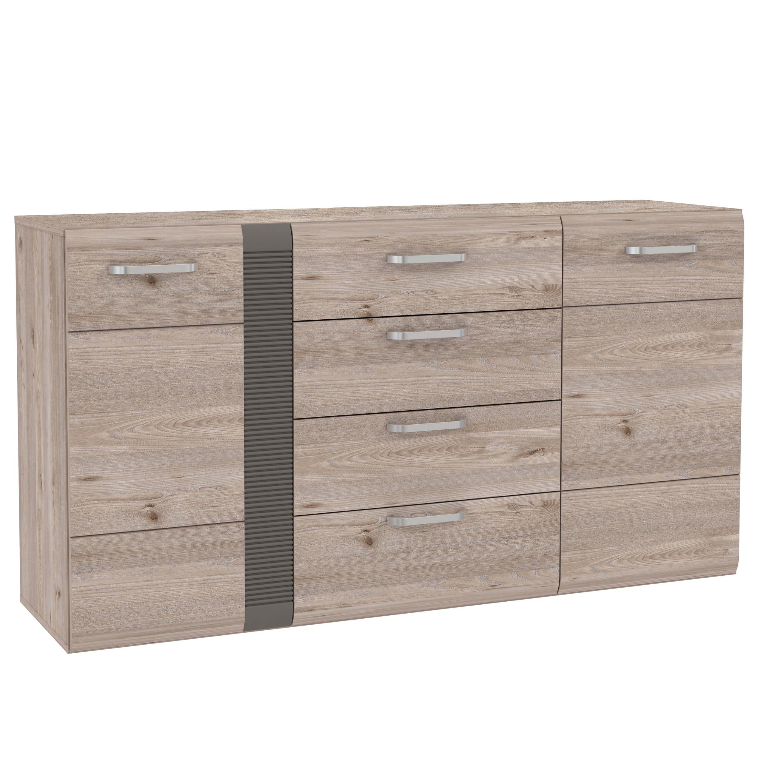 Newroom Kommode Nelson Eiche 151 cm, Kommode Nelson Eiche Modern Sideboard Highboard Wohnzimmer