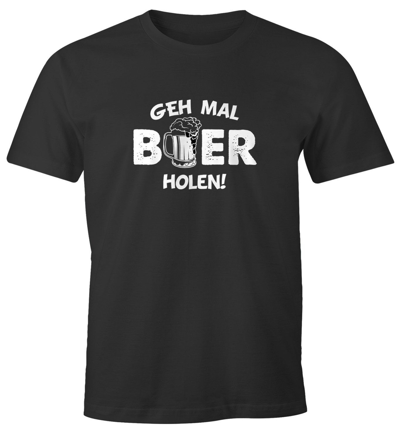 Bier Saufen Party Shirt Print-Shirt Print lustiges holen T-Shirt Geh mal mit Trink Herren Bier MoonWorks Moonworks®