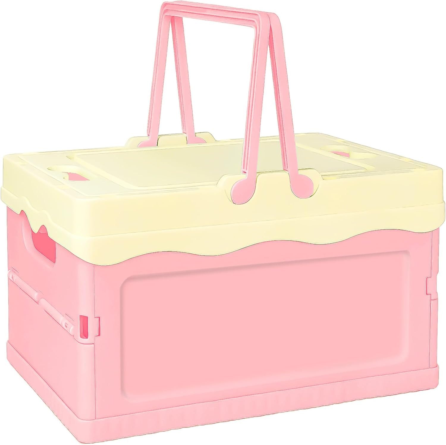FELIXLEO Aufbewahrungsbox Kleine Klappbox mit Deckel Faltbare Aufbewahrungsbox Rosa 30 22cm (1 St)