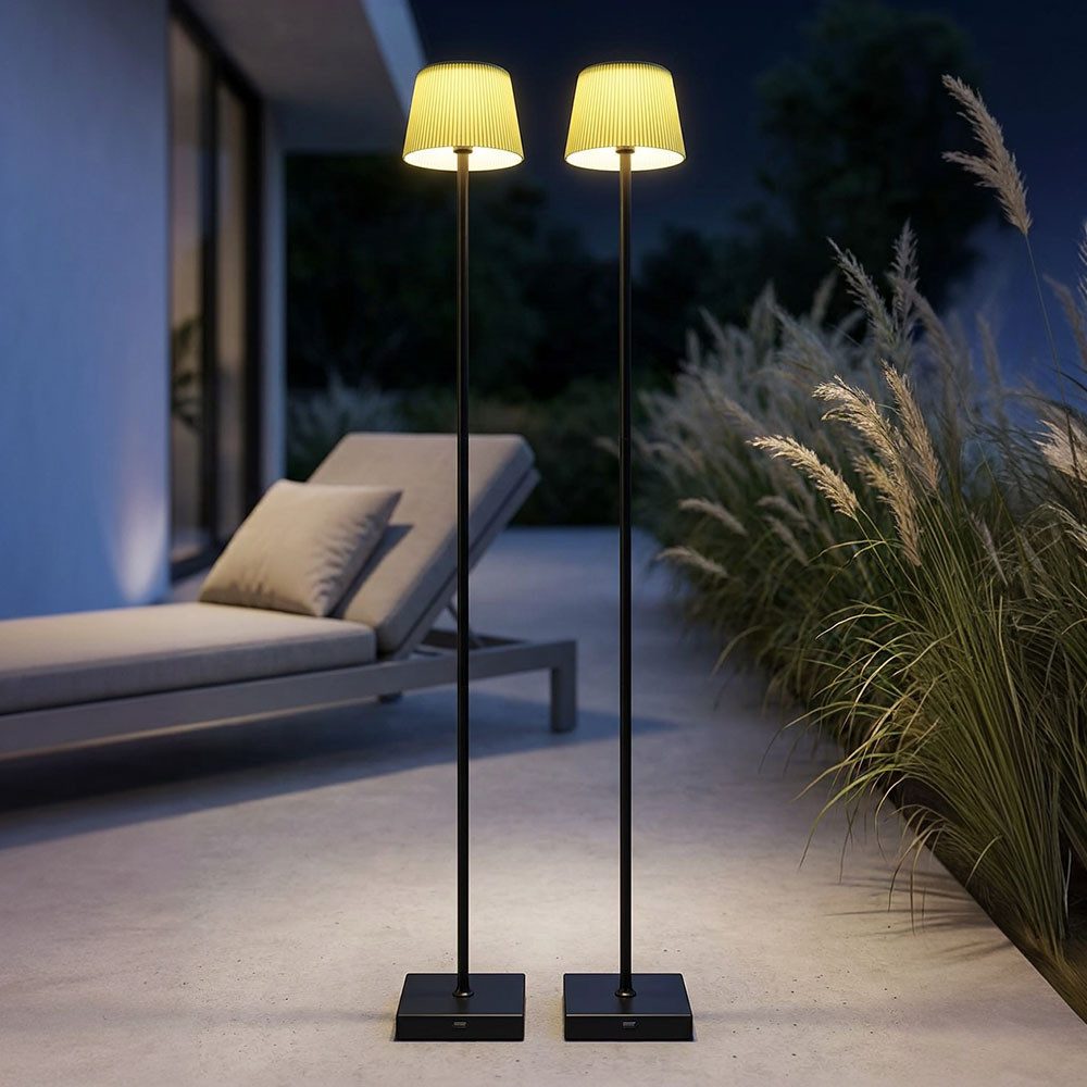 GLOBO LIGHTING LED Außen-Stehlampe, LED-Leuchtmittel fest verbaut, Farbwechsel, Neutralweiß, Kaltweiß, Warmweiß, Tageslichtweiß, 2x LED Stehleuchte Außen Standlampe Touchdimmer CCT Akku H 120 cm