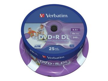 Verbatim DVD-Rohling Verbatim DVD+R 8.5GB DL 8x printable, 25er Spindel