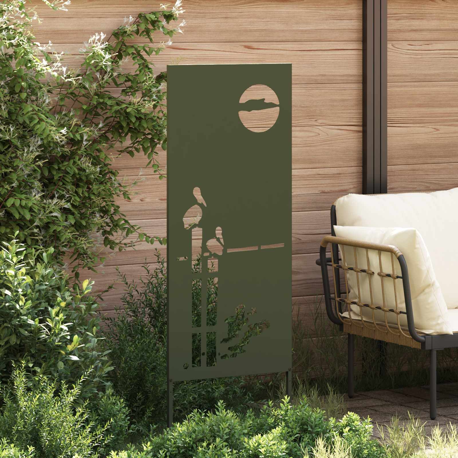 vidaXL Wandbild Garten Sichtschutz-Leinwand Olivgrün 50 x 140 cm, (1 St)