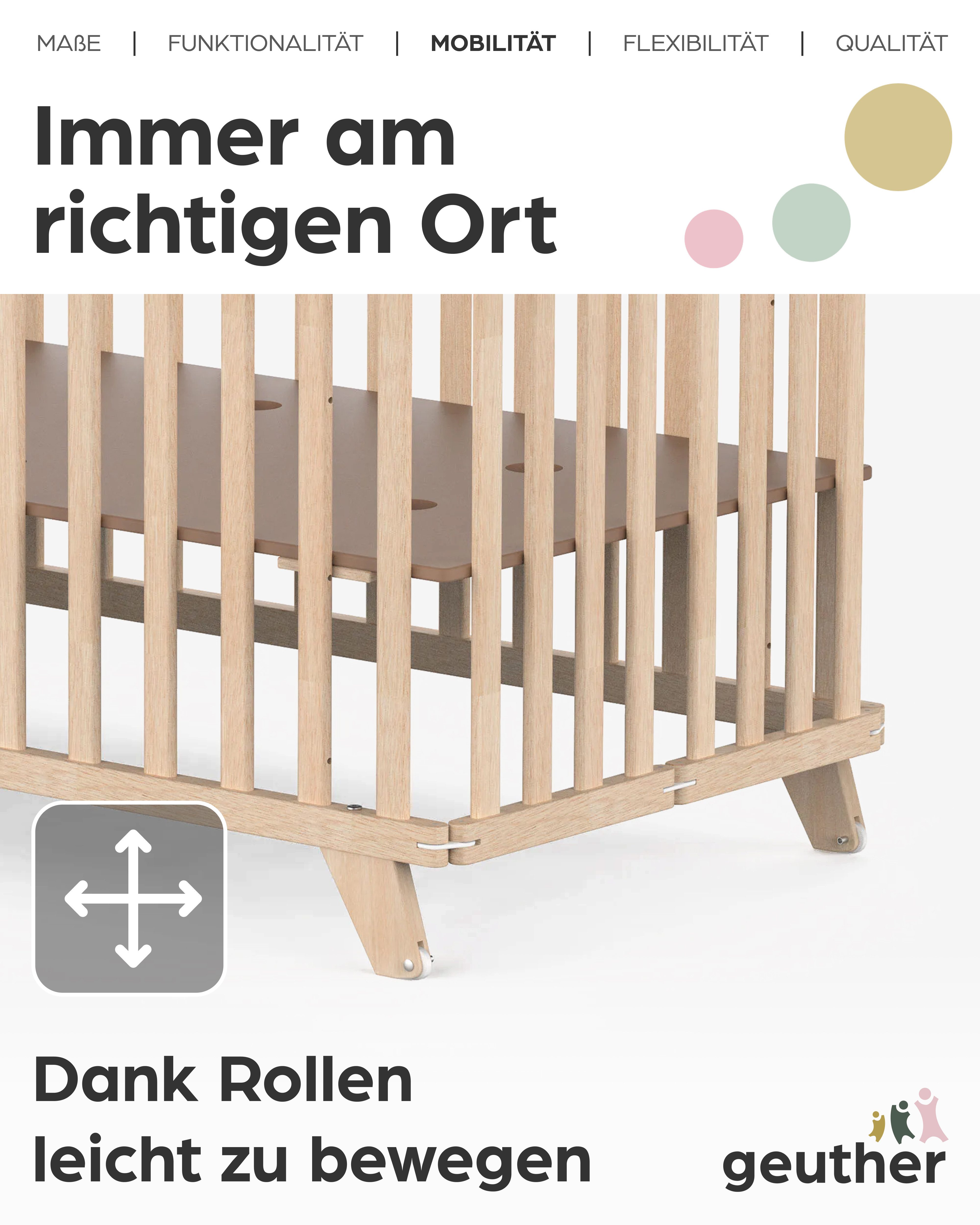 Geuther Kinderbett Kinderklappbett „Mayla“ – klappbar & mobil – 60 × 120 cm, Klappbar – Bild 4 von 5