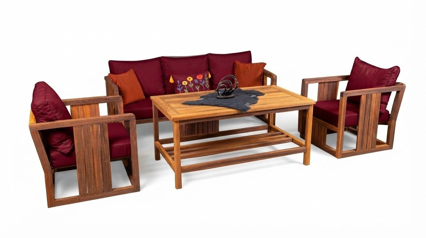JVmoebel Gartenlounge-Set Beige Gartenmöbel Sitzgruppe mit wasserresistentem Material, Made in Europa
