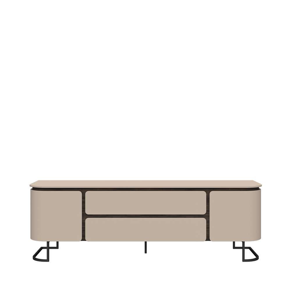 OTTO home Lowboard AURA TV-Board, TV-Kommode, TV-Schrank, TV-Möbel, mit LED-Beleuchtung, UV lackiert, Soft Close Funktion, Metallrahmen als Basis des Elements