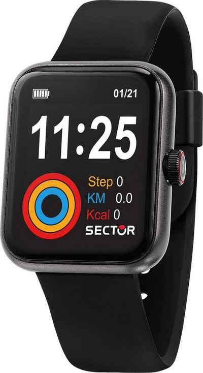 Sector Sector Herren Armbanduhr Analog-Digit Smartwatch, Herren Smartwatch rund, groß (ca. 44mm), Silikonarmband schwarz, Sport