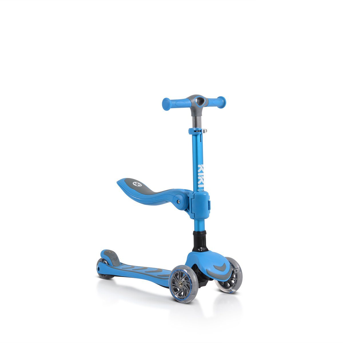 Byox Cityroller Kinderroller Kiki 2 4 in blinkende klappbar PU-Räder, 1, blau einstellbar Höhe