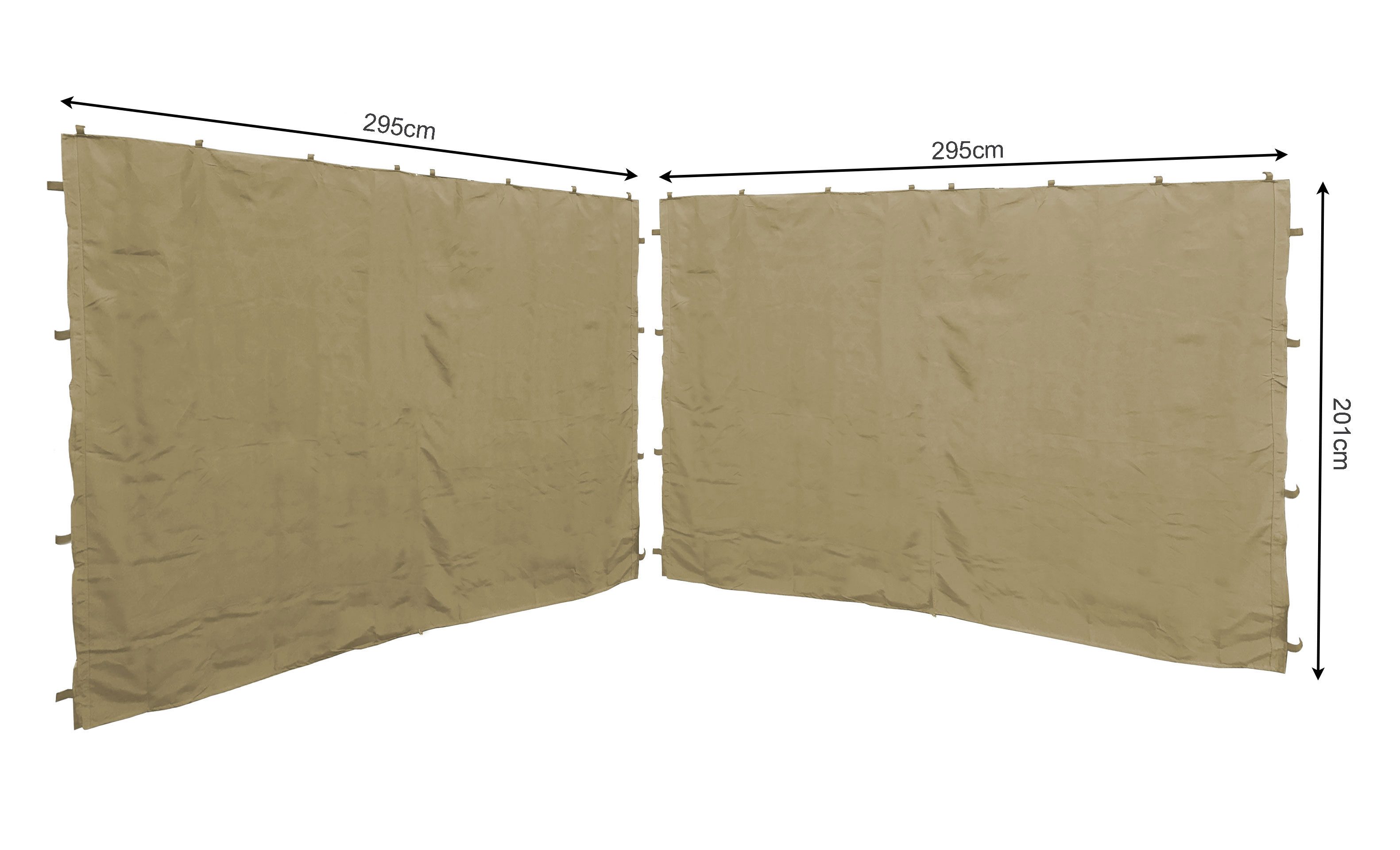 Quick Star Pavillonseitenteil 2 Seitenteile 295x201cm für Pavillon Roma 3x3 Sand, 300x195 cm