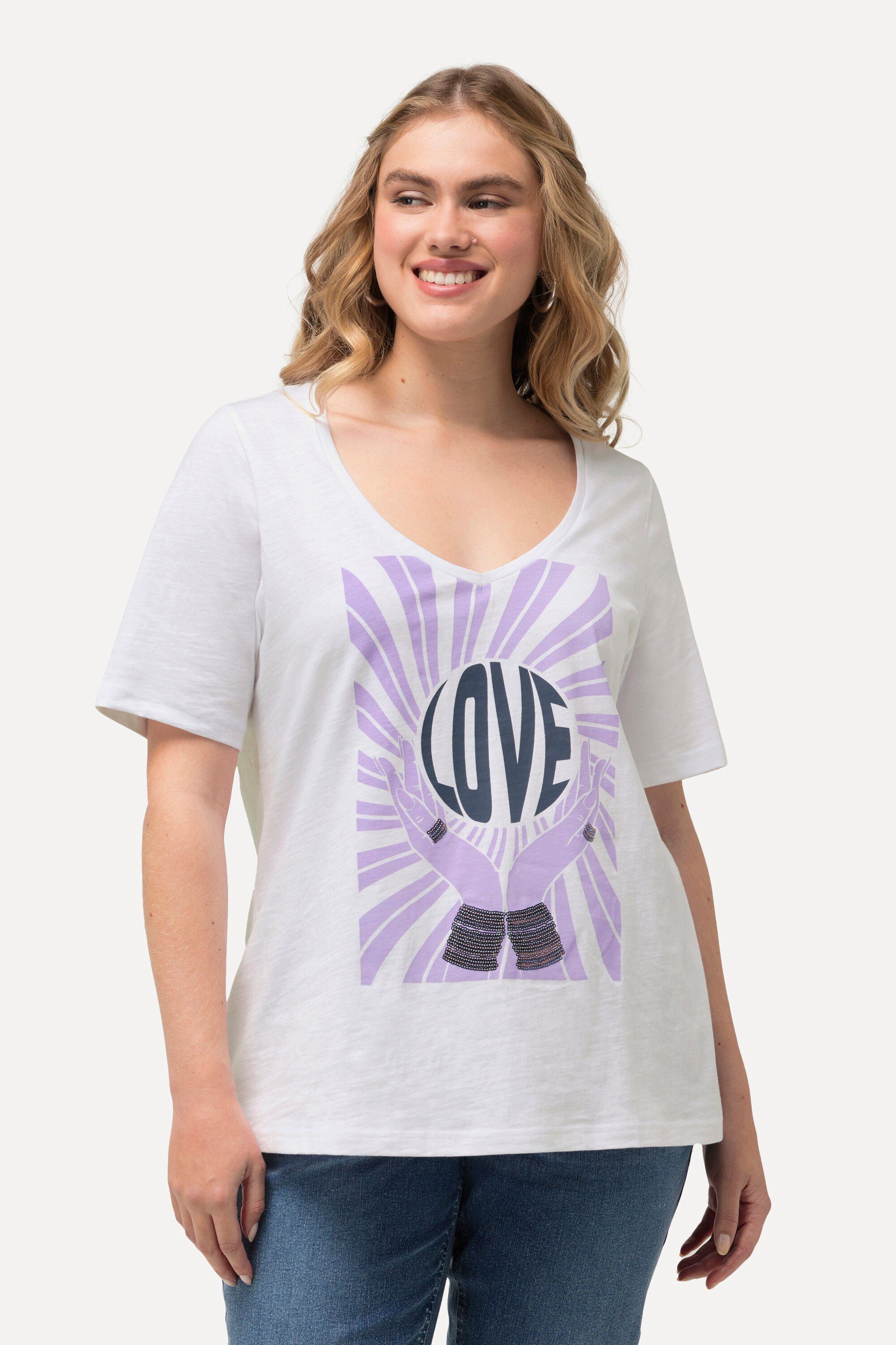 Ulla Popken T-Shirt T-Shirt Pailletten Classic günstig online kaufen