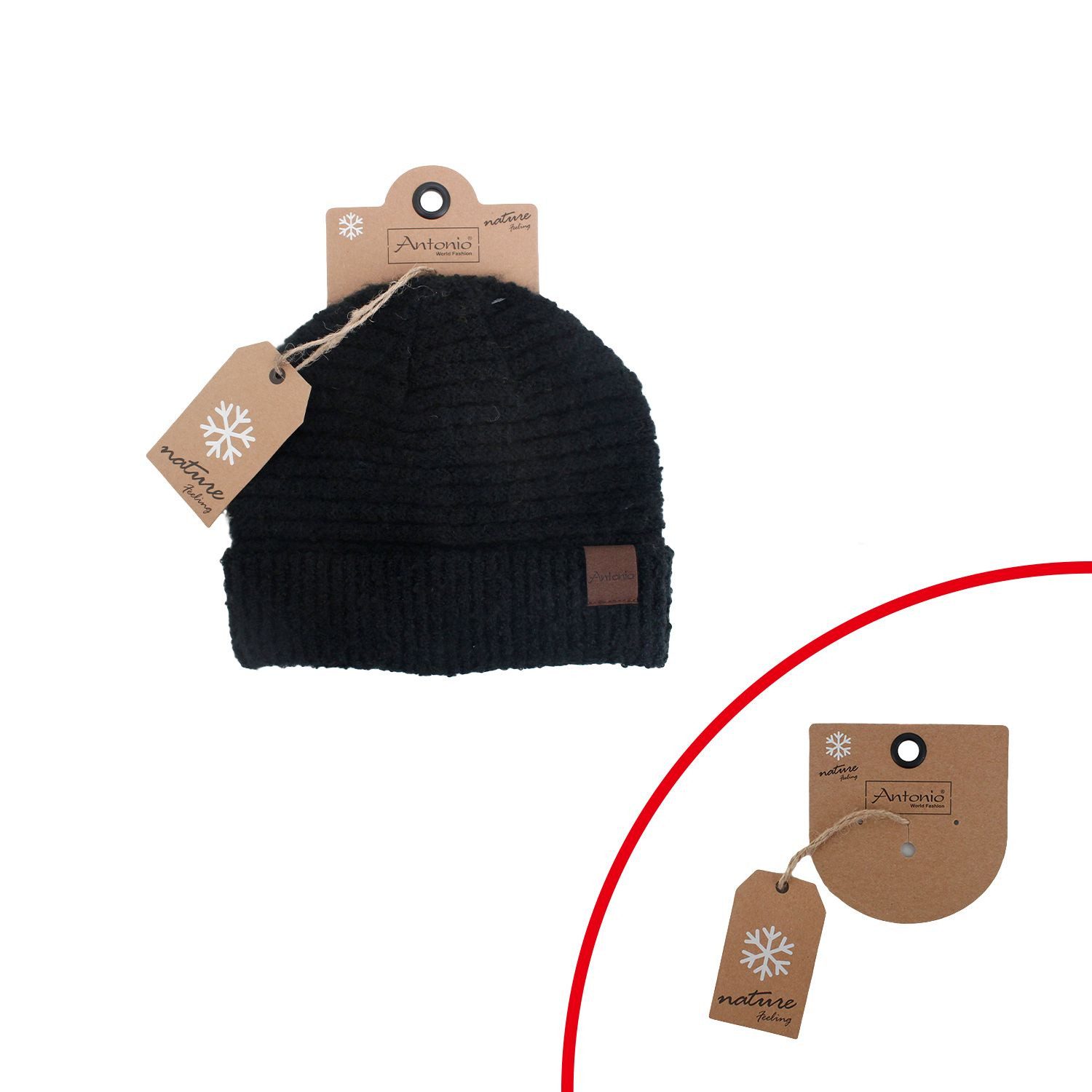 Antonio Strickmütze Antonio Damen Strick Mütze Bouclé Beanie Black (1-St)