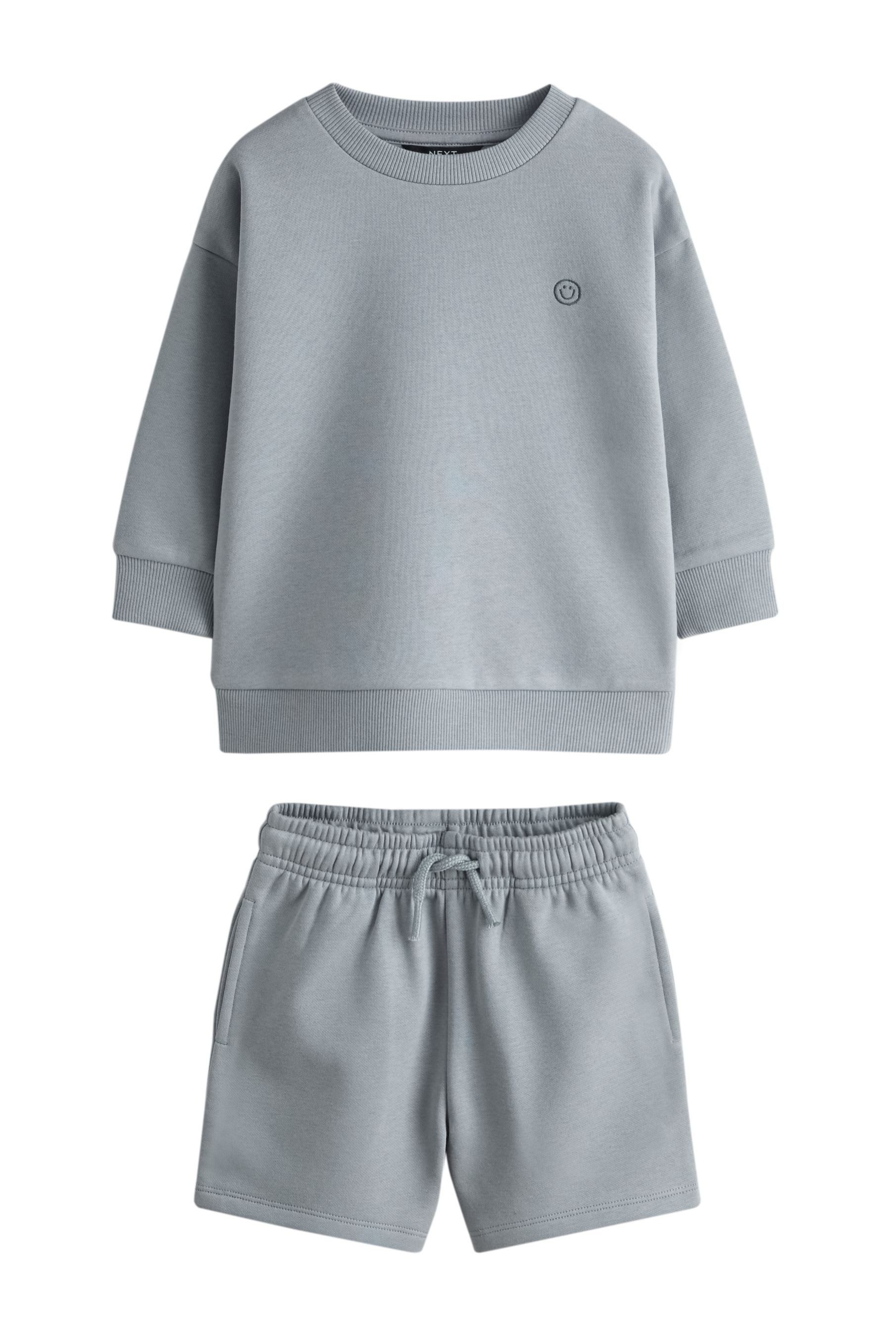 Pullover & Shorts Schlichtes Rundhals-Sweatshirt und Shorts im Set