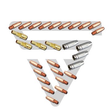 STAHLWERK Elektrowerkzeug-Set MIG MAG Schweißzubehör AK-25 / MB-25 Set, 28-tlg., MIG MAG ALU Verschleißteile Set für AK25 MB25 Schweißbrenner