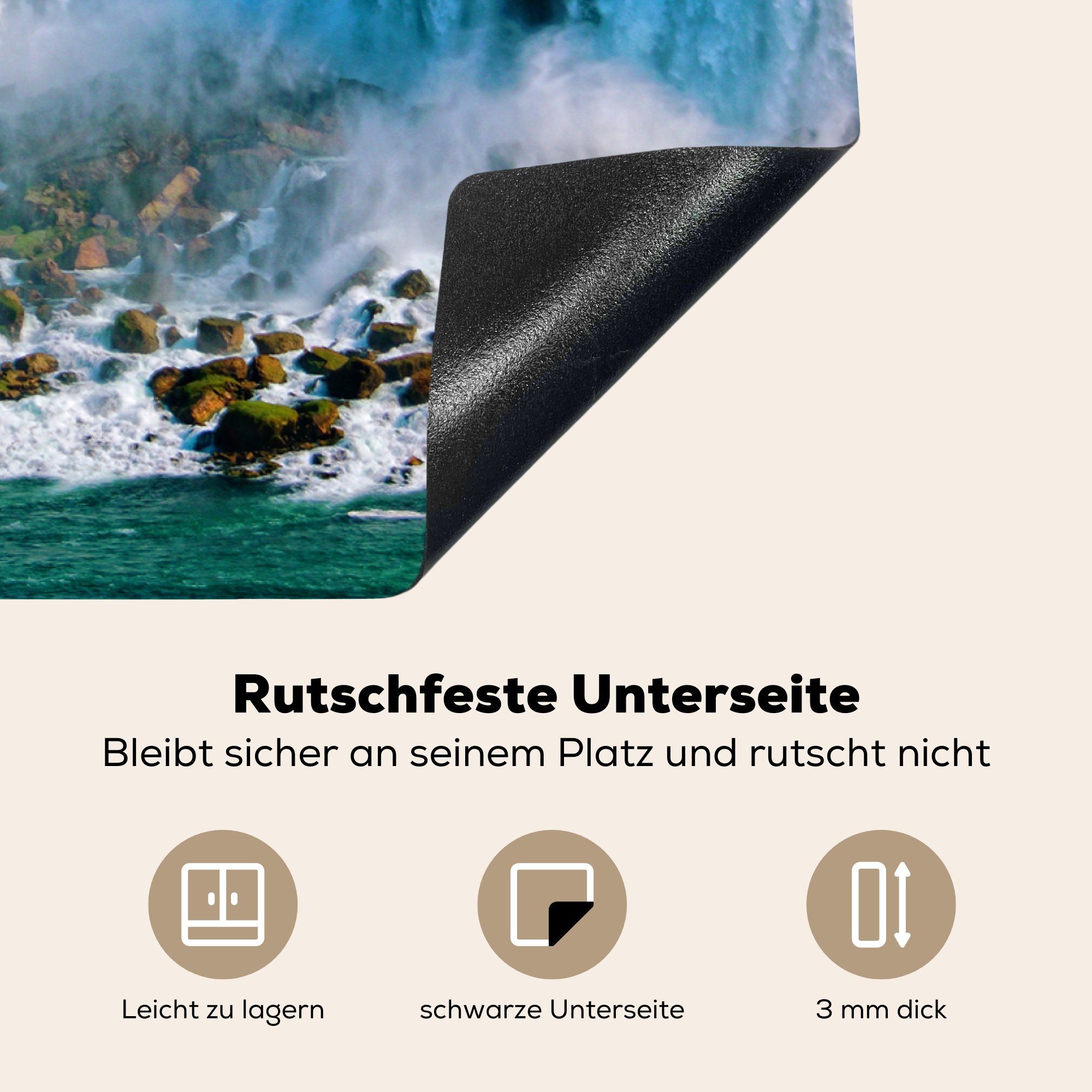 den die Induktionskochfeld über 81x52 Schöner Herdblende-/Abdeckplatte Vinyl, cm, für MuchoWow blauer Schutz küche, Ceranfeldabdeckung tlg), Niagarafällen, (1 Himmel