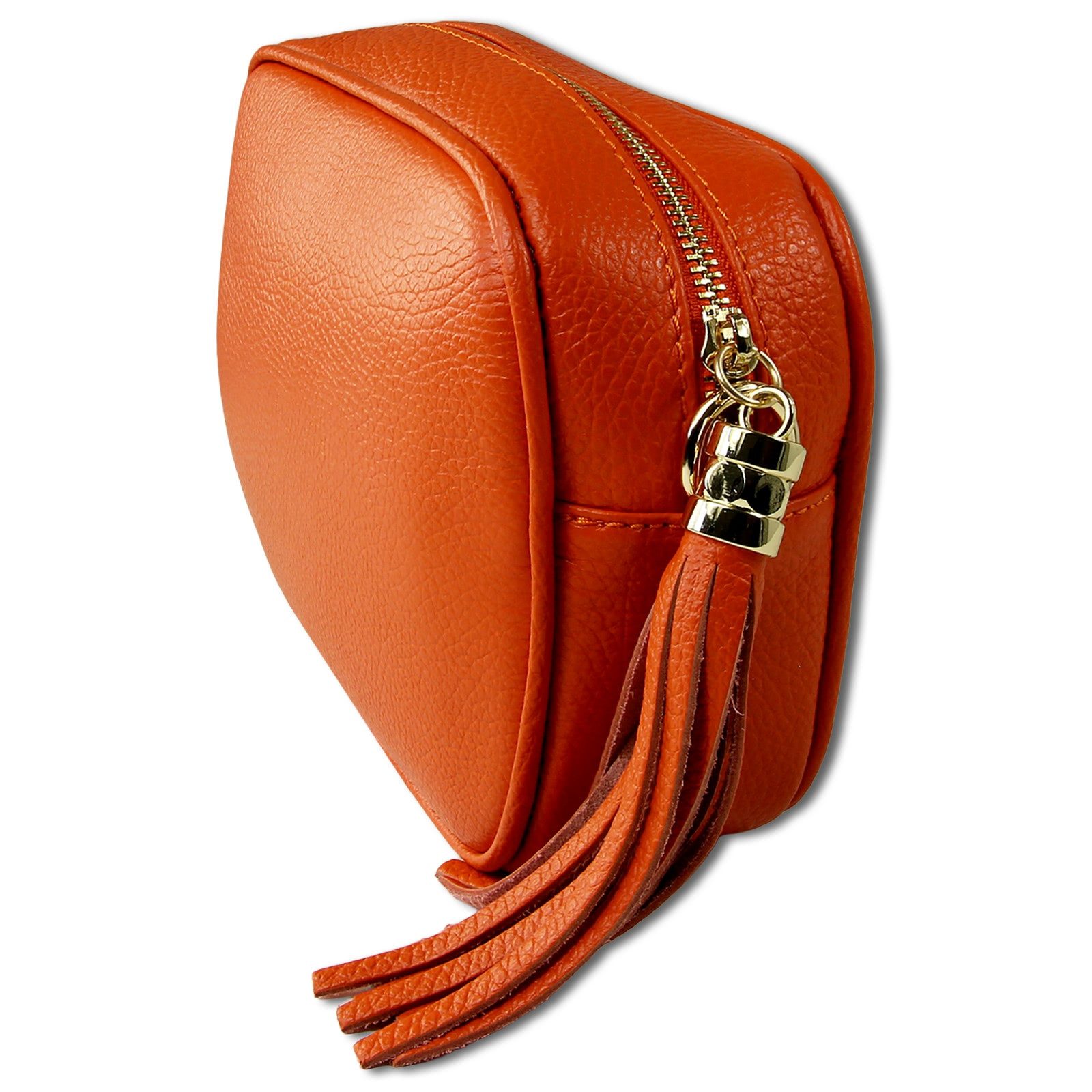 Toscanto Umhängetasche Toscanto Damen Umhängetasche Leder Tasche (Umhängetasche), Damen Leder Umhängetasche, orange ca. 21cm