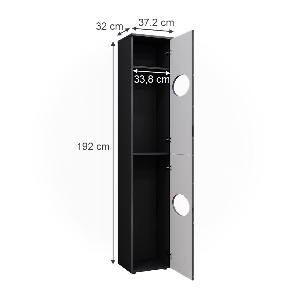 Vicco Hochschrank Irma, Anthrazit/Anthrazit Hochglanz, 37.2 x 192 cm (1-St)