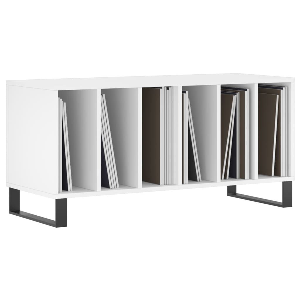 furnicato Media-Regal Schallplattenschrank Weiß 100 x 38 x 48 cm mit Eisenbeinen, 1-tlg., Vinylschrank mit stabiler Oberplatte und viel Stauraum für LPs