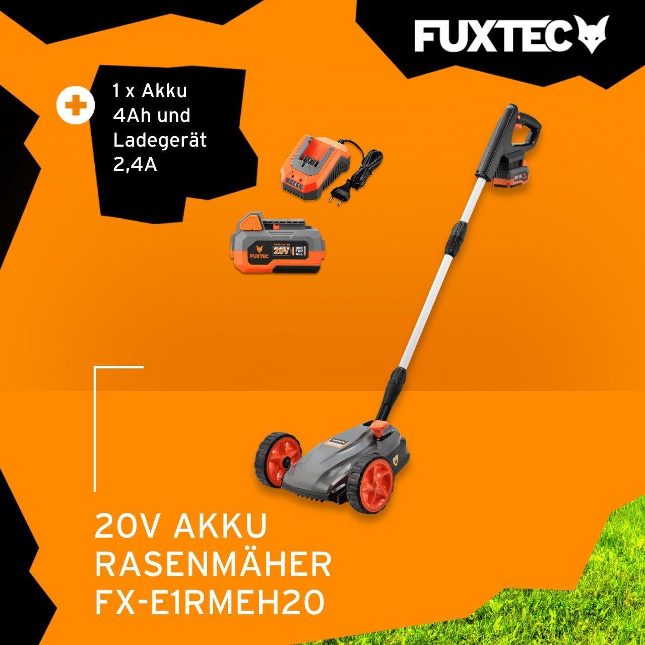 FUXTEC Akkurasenmäher FX-E1RMEH20-SET, 22 cm Schnittbreite, flexible Kugelkopfsteuerung, 20V Akku, 3-fache Schnitthöheneinstellung