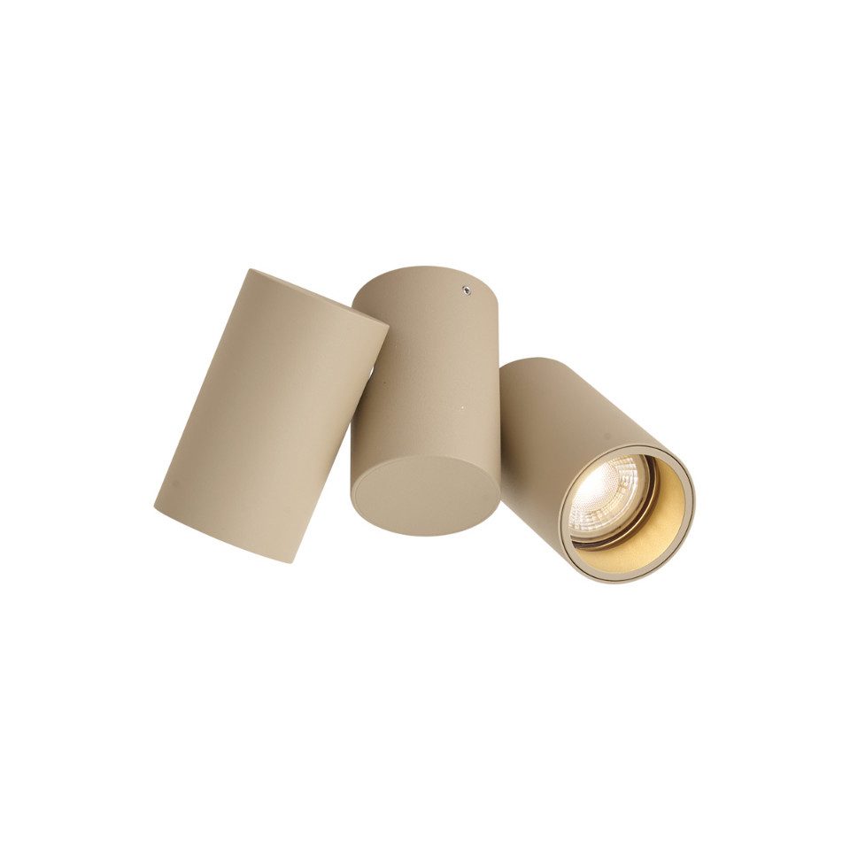 Qazqa LED Aufbaustrahler Michael, ohne Leuchtmittel, Kaltweiß, QAZQA Aufbau­spot, gu10, Taupe, Aluminium, Modern