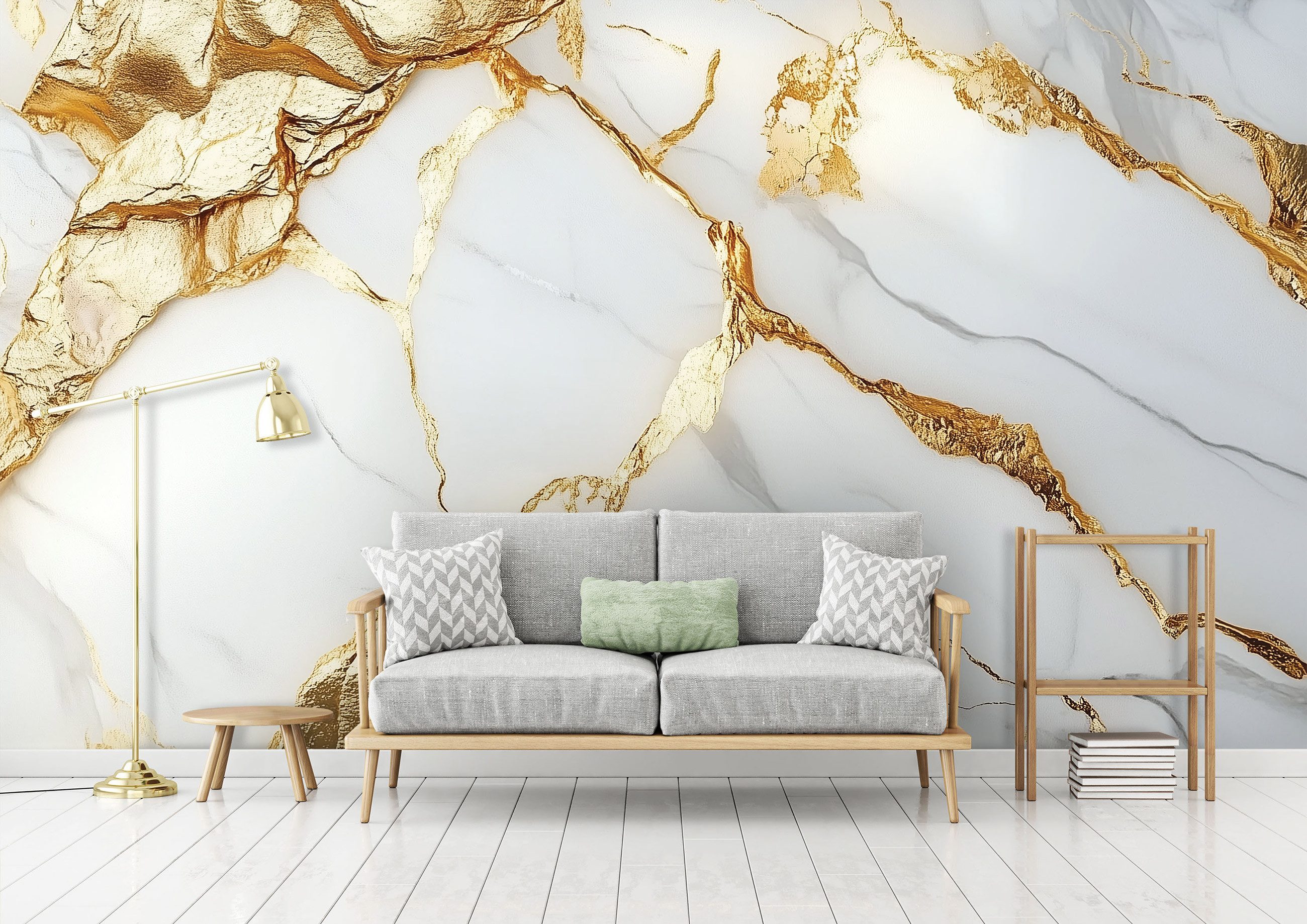 Wallarena Fototapete Marmor Gold Weiß Vlies günstig online kaufen