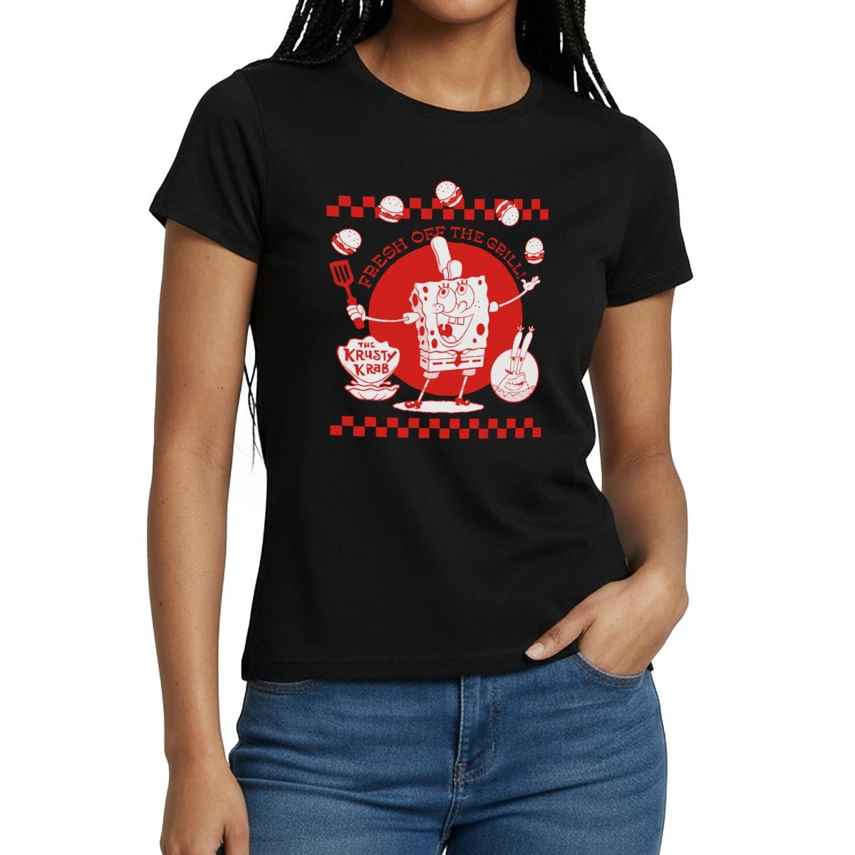 T-Shirt Spongebob Schwammkopf Fresh Off The Grill Frauen T-Shirt