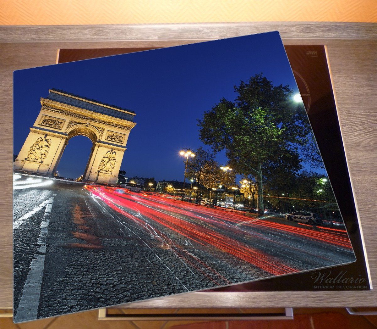 1 Frankreich ESG-Sicherheitsglas, in Arc verschiedene Wallario inkl. Paris Triomphe (Glasplatte, 5mm Nacht, bei - de Größen Herd-Abdeckplatte tlg., Noppen),